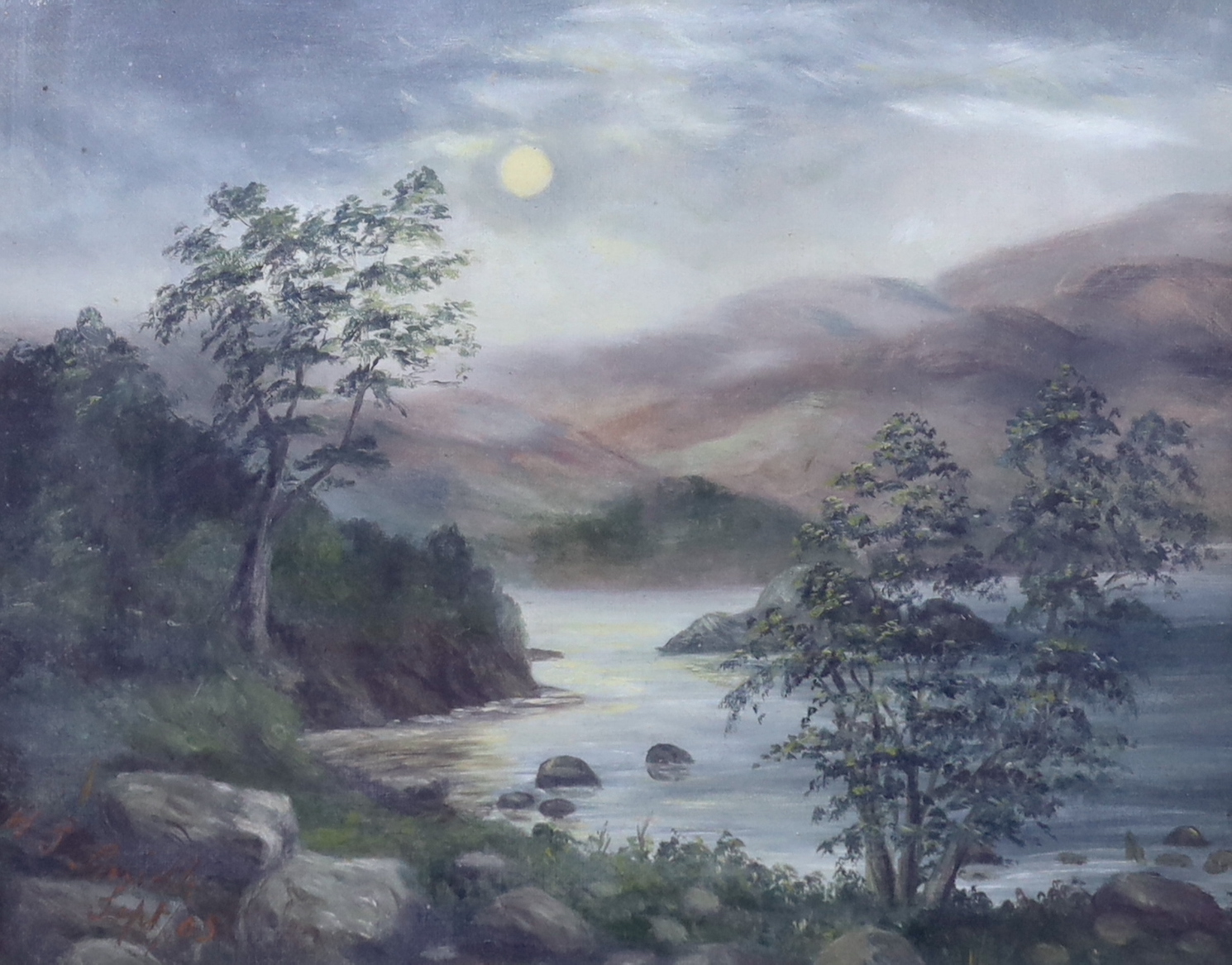 Irish School, oil on canvas, Lake Killarney, indistinctly signed and dated September '05, 21 x 27cm                                                                                                                         