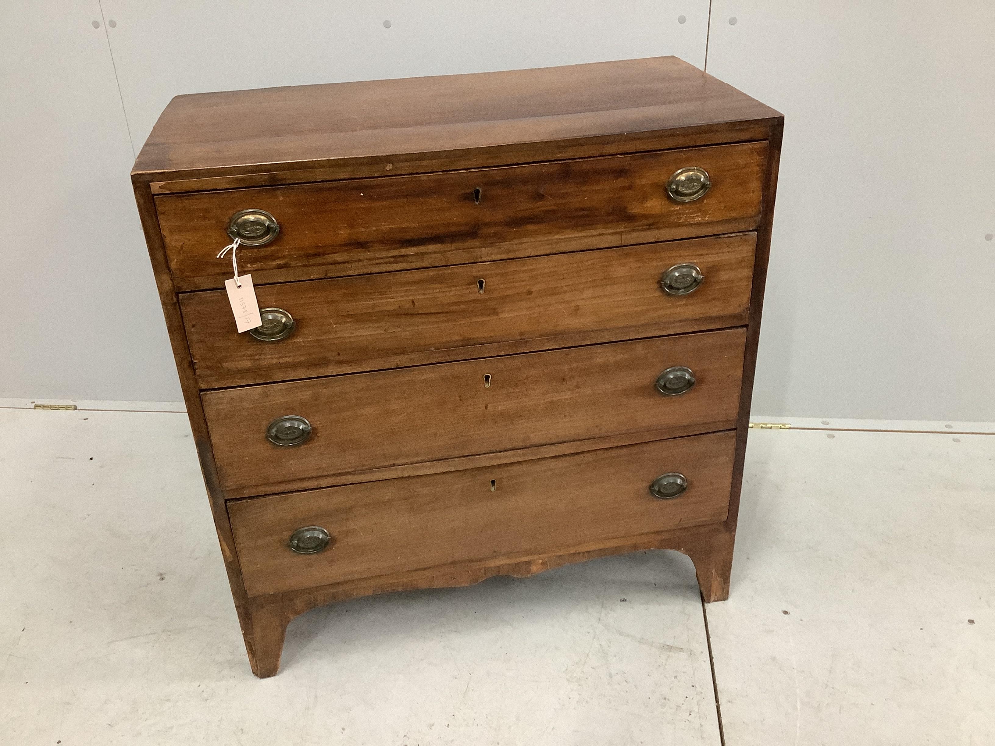 A small George IV mahogany four drawer chest, width 83cm, depth 42cm, height 87cm                                                                                                                                           