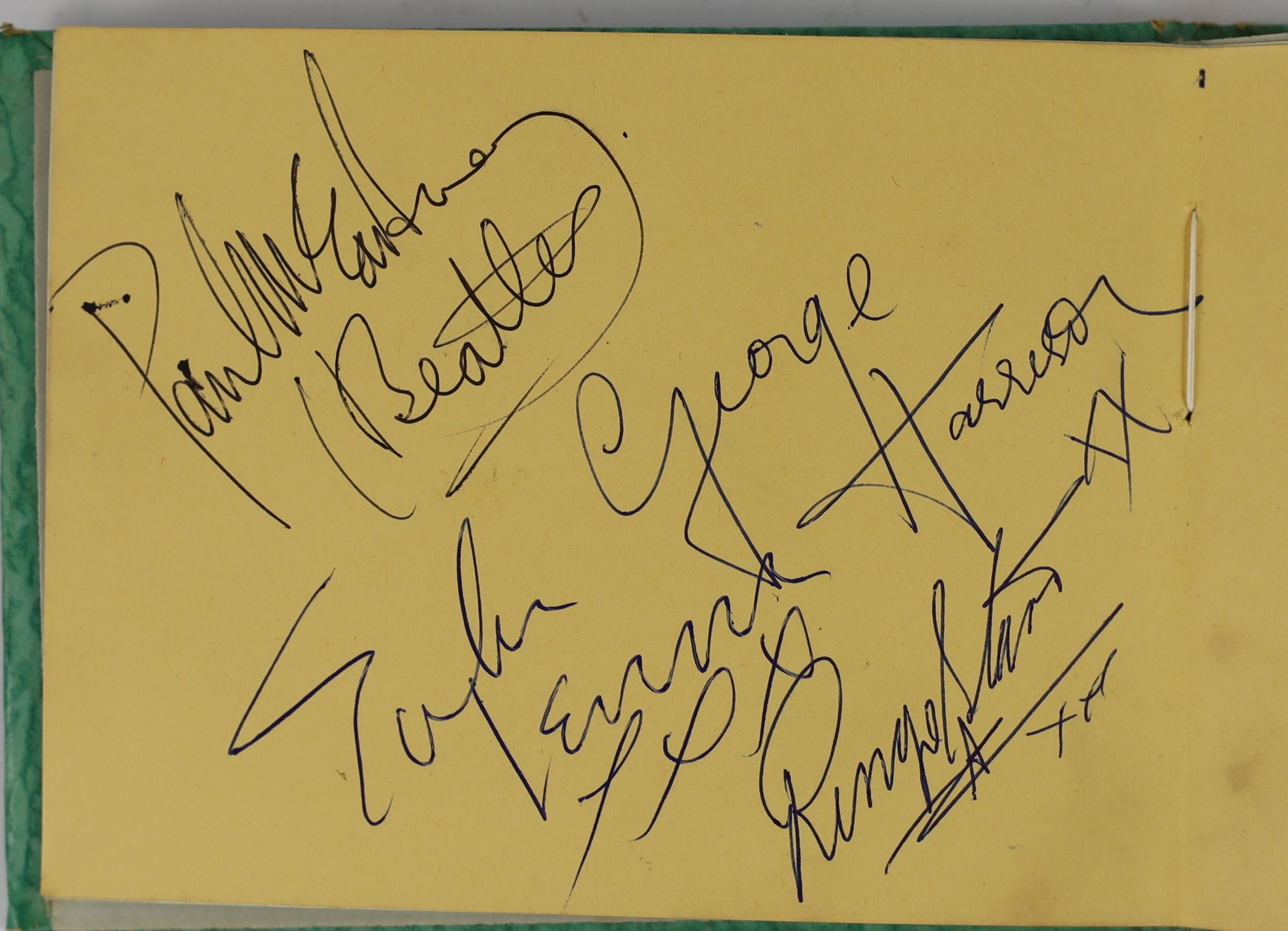 An Autograph album dated 1962 with a single signed page with The Beatles 10 x 13.5cm.                                                                                                                                       