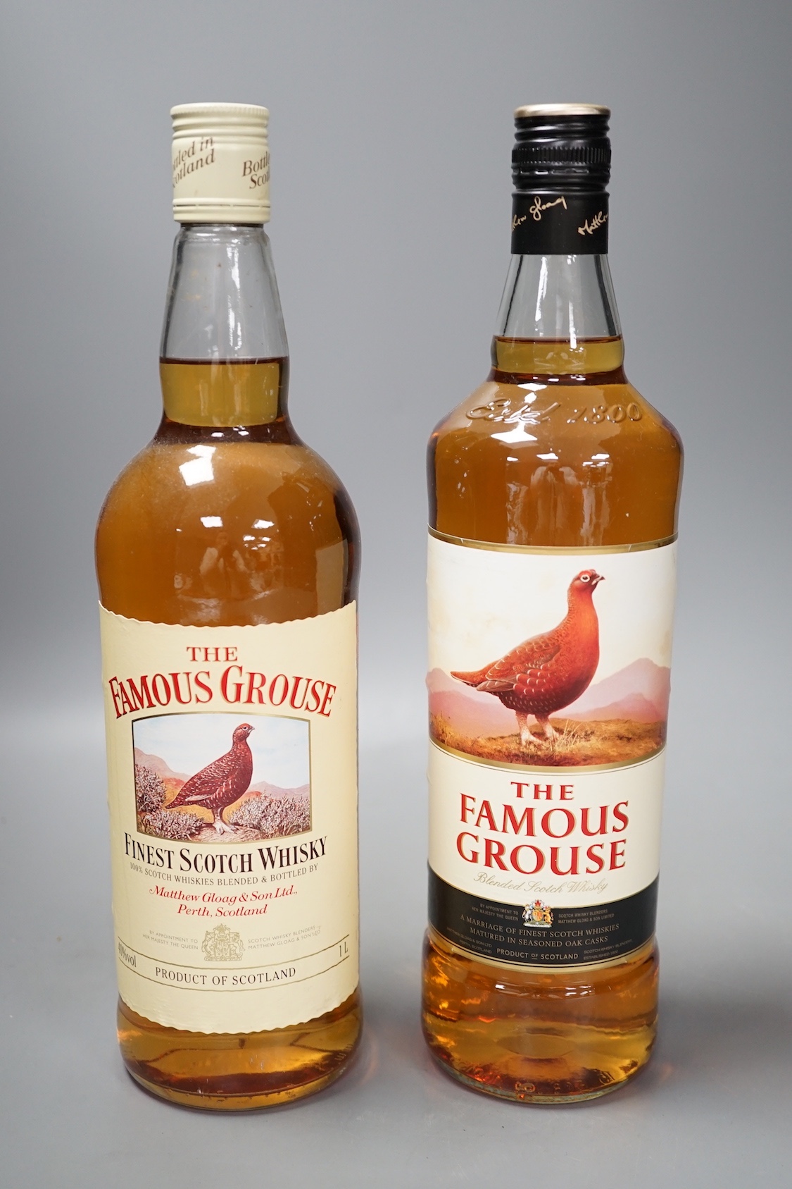 12 single 1 litre bottles of The Famous Grouse scotch whisky                                                                                                                                                                