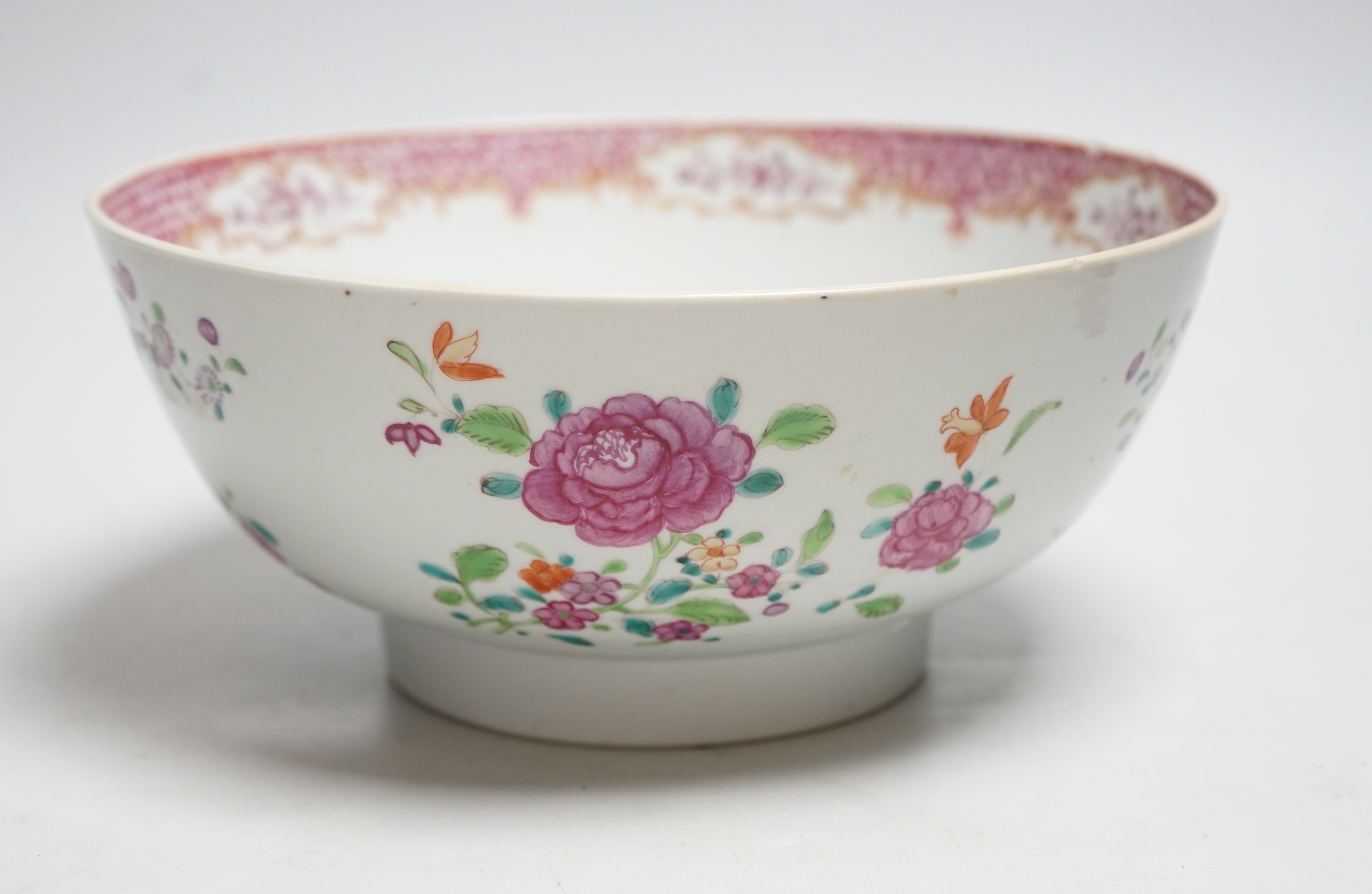 A Chinese famille rose bowl, Qianlong period, 23cm wide                                                                                                                                                                     