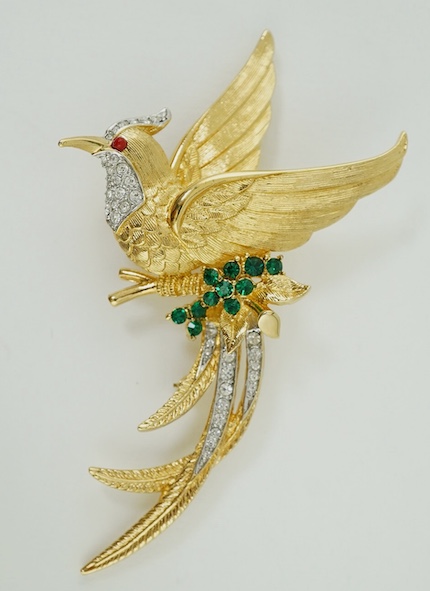 A Marcel Boucher for Keyes 'bird of paradise' costume brooch, 95mm. Condition - fair to good                                                                                                                                