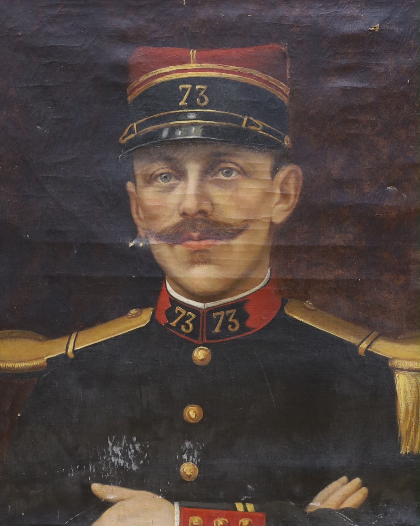 French School c.1900, oil on canvas, Portrait of an army officer, incompletely signed top right, 55 x 46cm                                                                                                                  