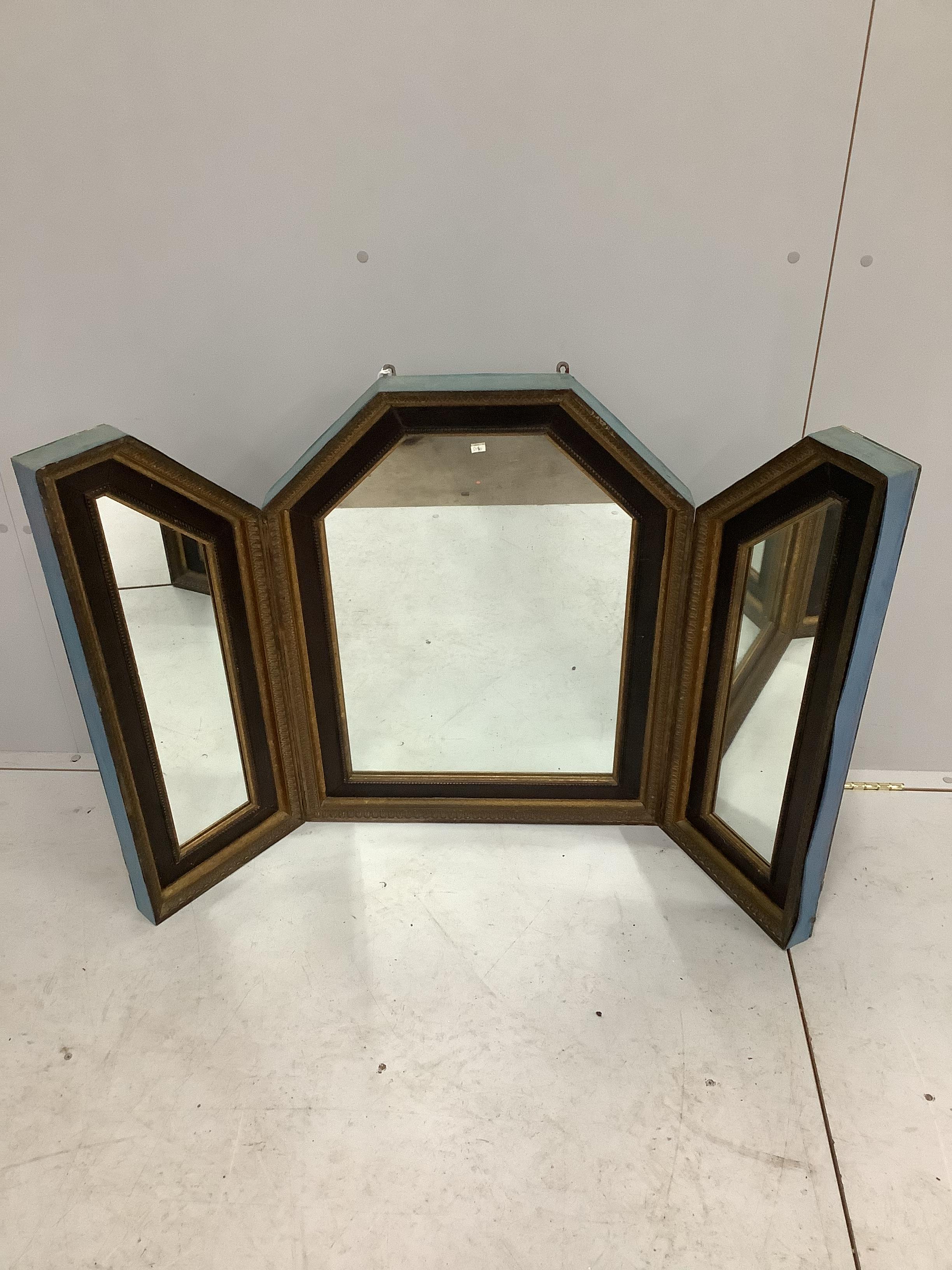 A Victorian style enclosed triple dressing table mirror, height 78cm                                                                                                                                                        
