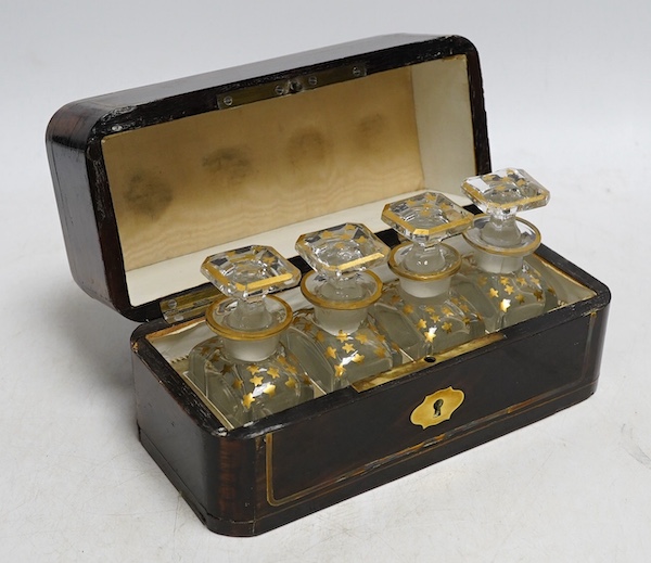 A 19th century French coromandel and cut brass scent bottle case, 18cm. Condition - fair                                                                                                                                    