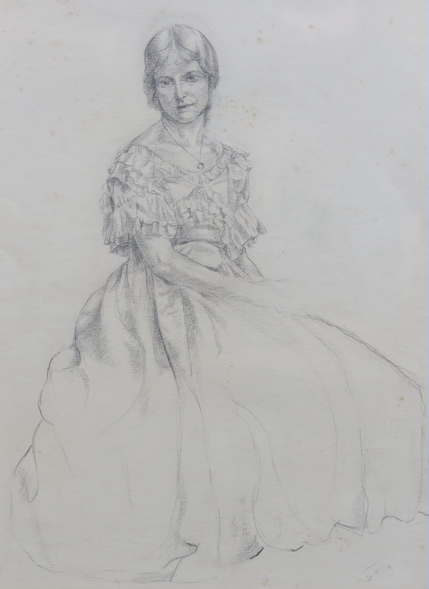 Attributed to Augustus John O.M R.A, (1878-1961), pencil drawing, Portrait of a seated lady, signed, 40 x 30.5cm                                                                                                            