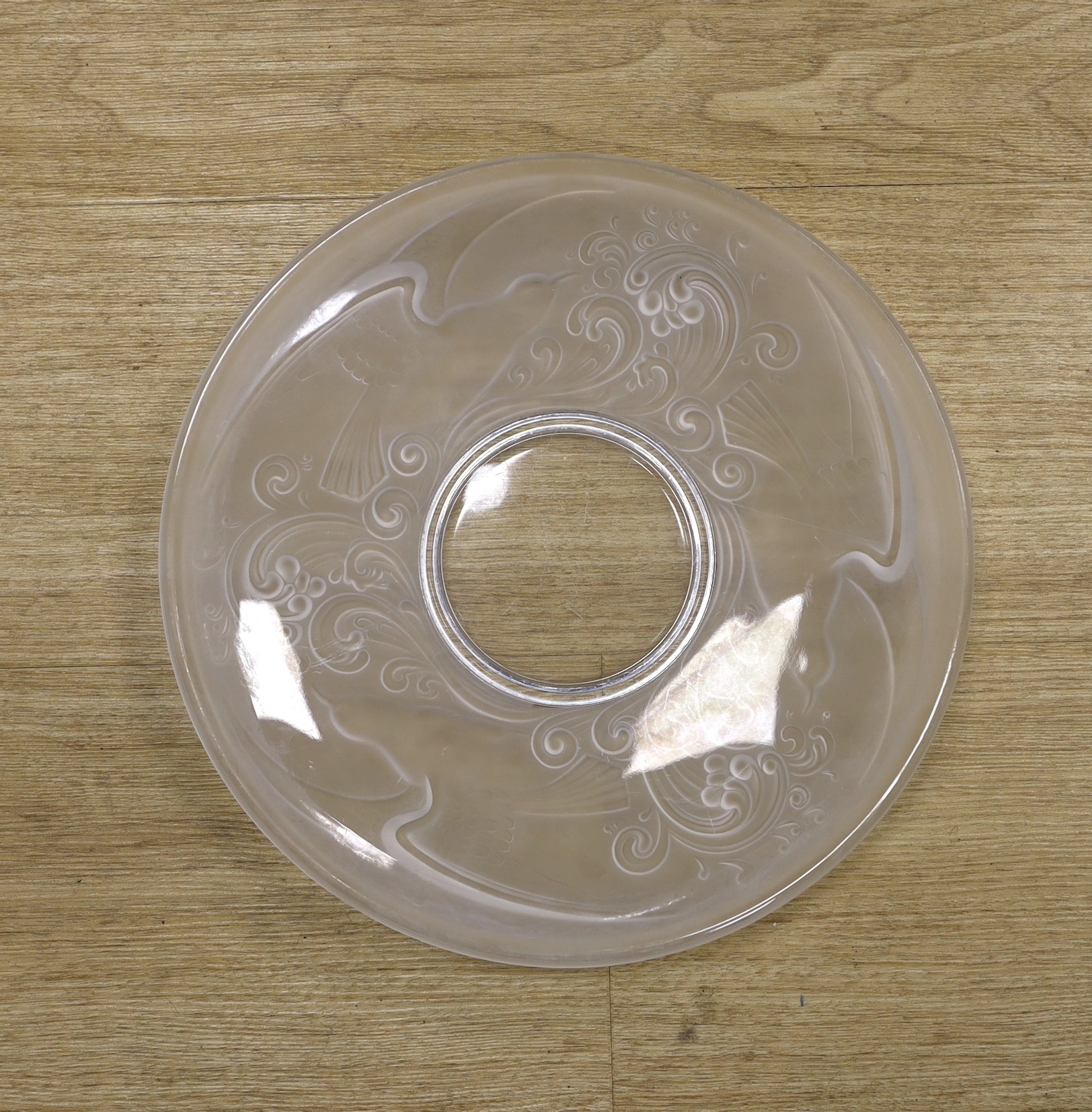 A Val Saint Lambert pressed glass dish, 30 cm diameter                                                                                                                                                                      