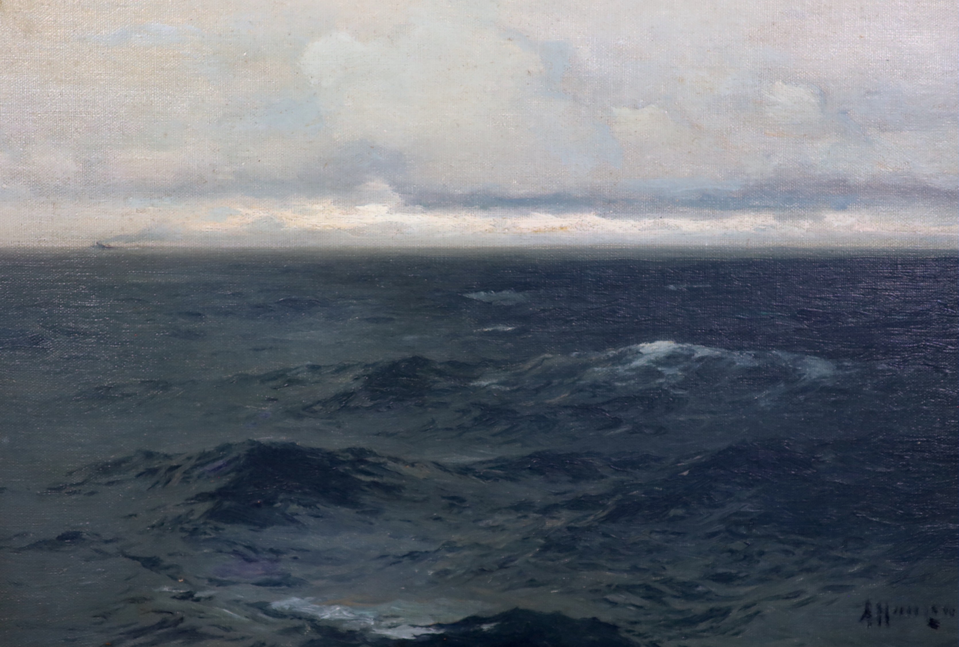 Aleksei Vasilievich Von Hanzen (Russian, 1876- 1937), Open seascape, oil on canvas board, 32 x 47cm                                                                                                                         