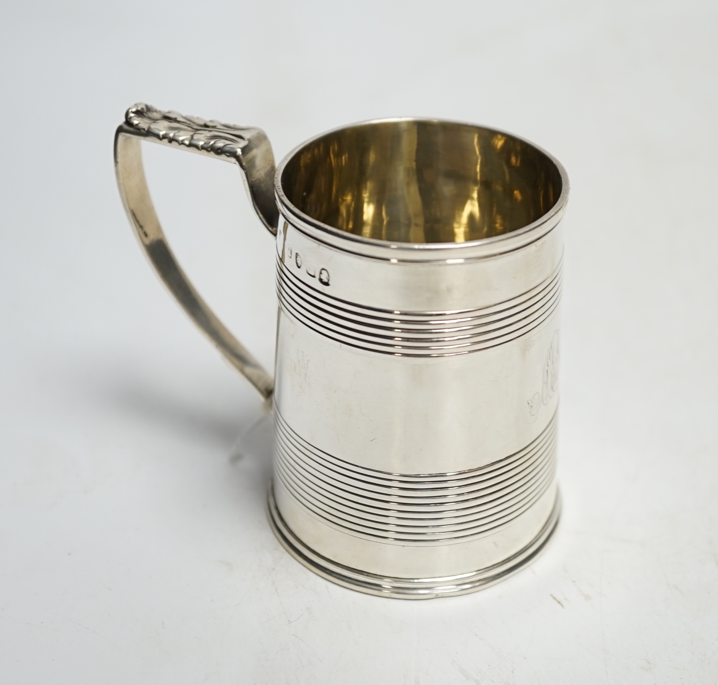 A George III silver christening mug, marks rubbed, London, 1817, 77mm, 125 grams. Condition - poor to fair                                                                                                                  