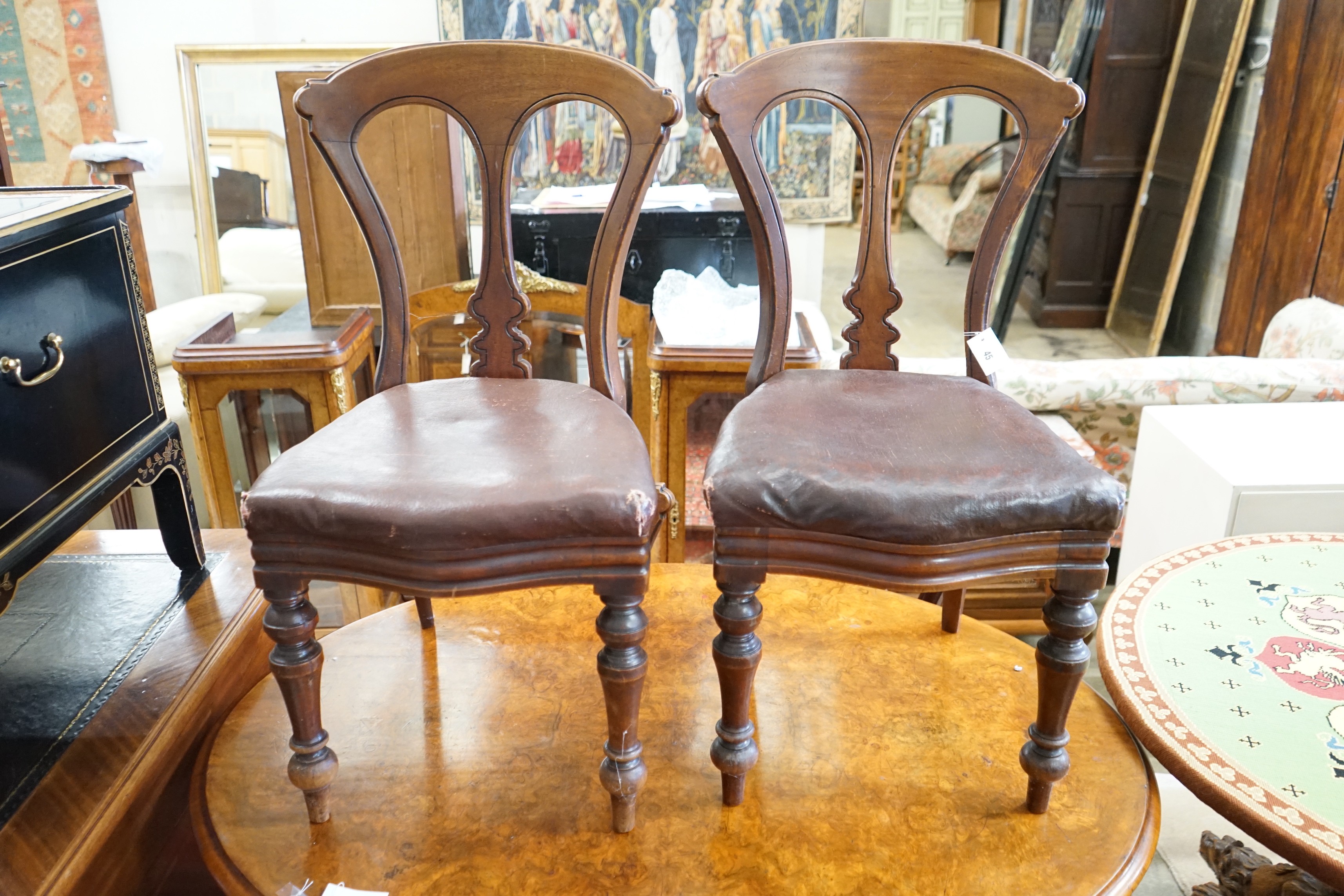 A set of six Victorian mahogany dining chairs                                                                                                                                                                               