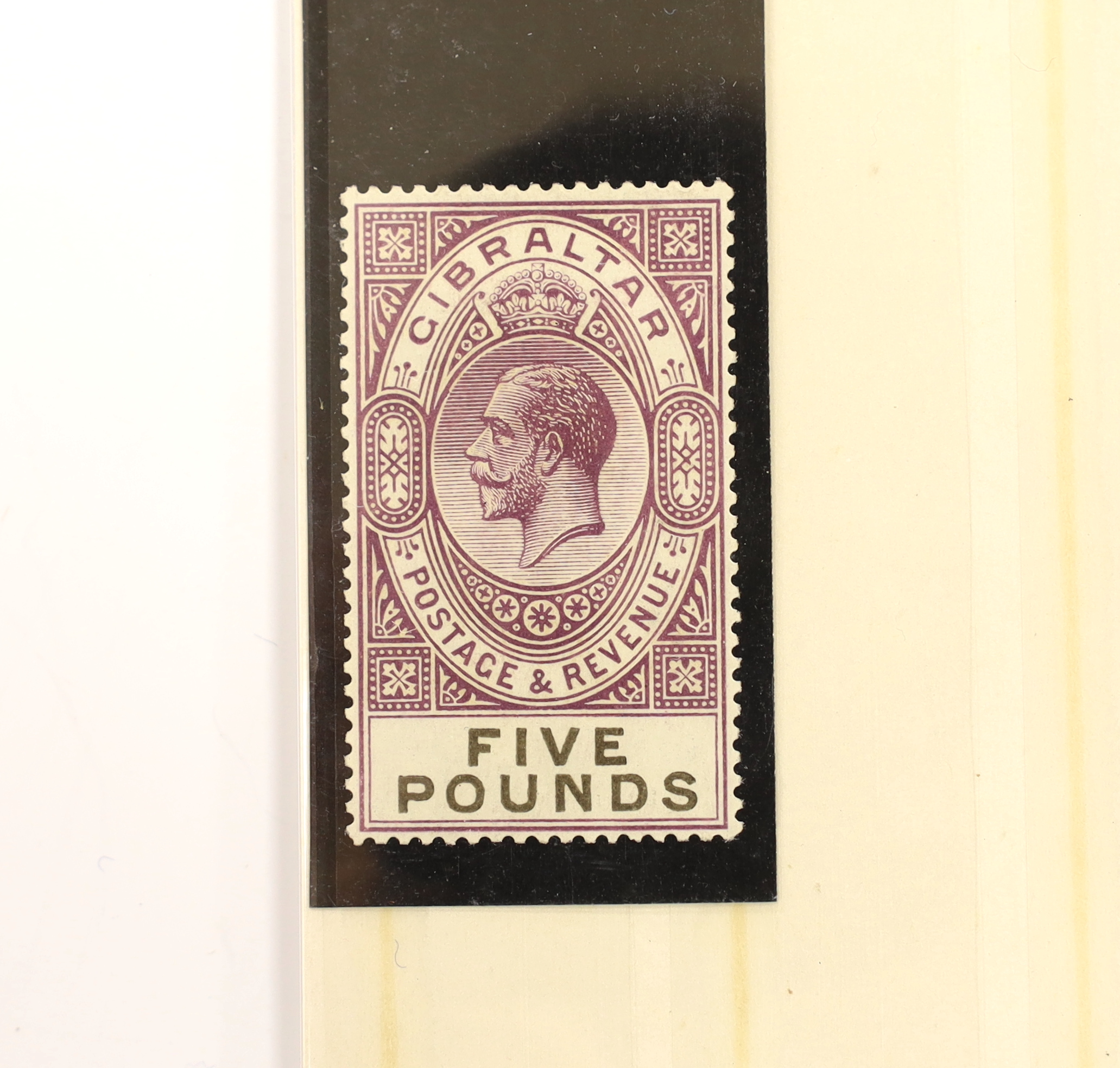 Gibraltar 1925 KGV £5 stamp fine fresh mint S>G> 108 cat £1600                                                                                                                                                              