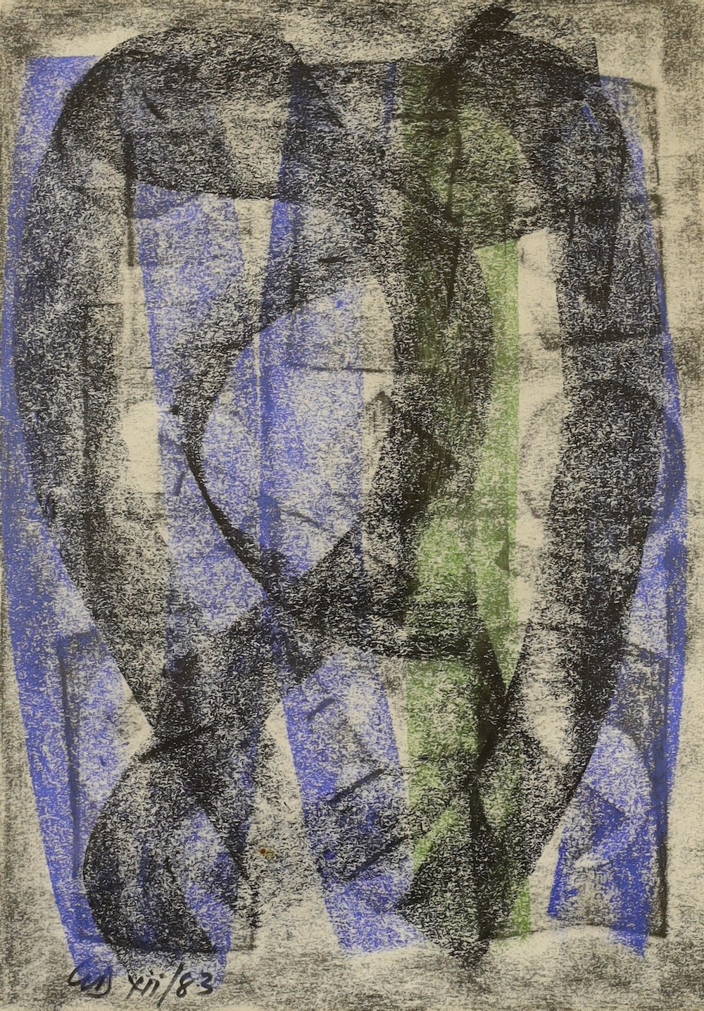 George Dannatt (1915-2009), conté crayon, 'Drawing Series 3 (Green Venture)', initialled and dated '83, 30 x 21cm                                                                                                           