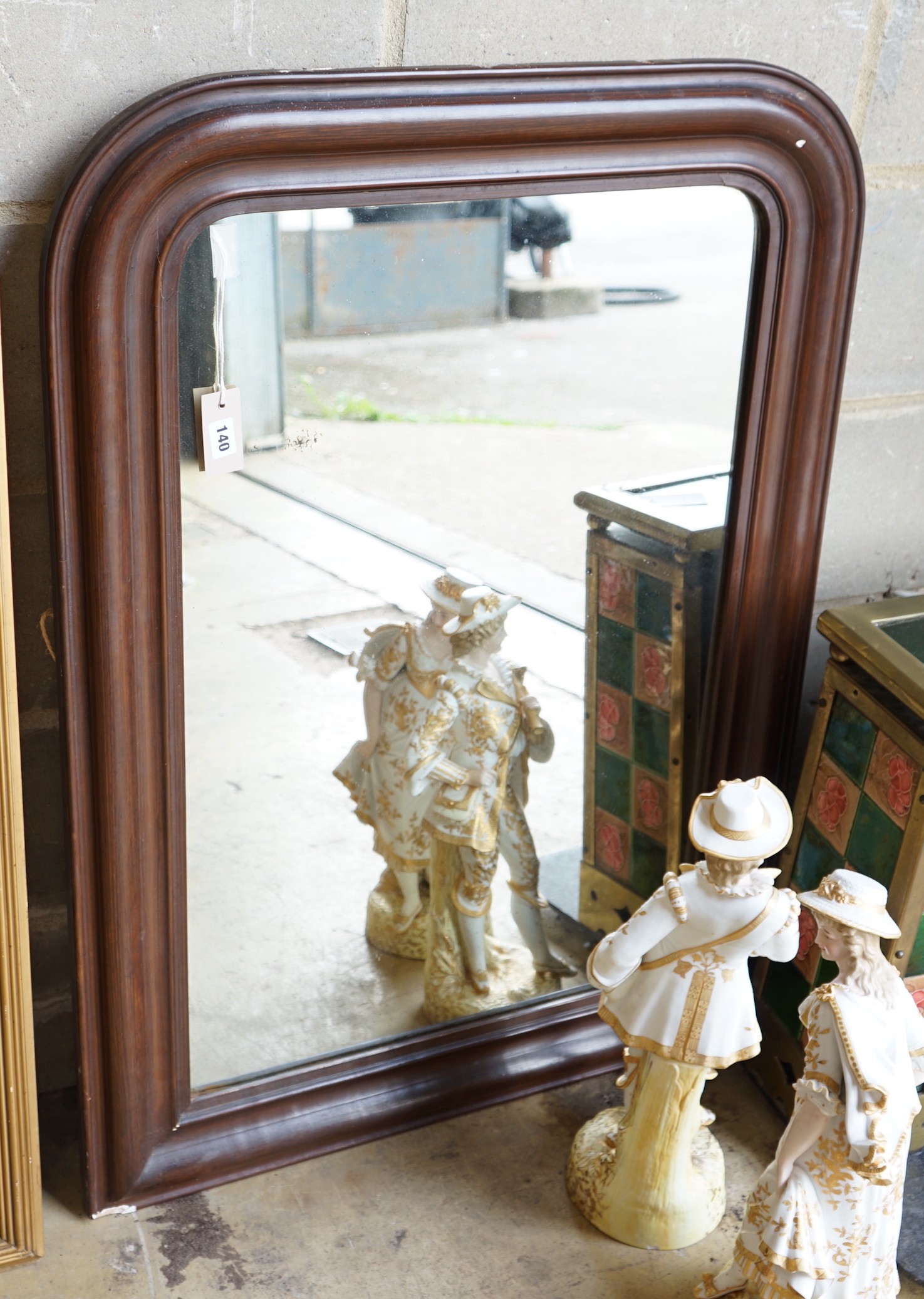 A 19th century French rectangular wall mirror with painted simulated grain, width 76cm, height 104cm                                                                                                                        