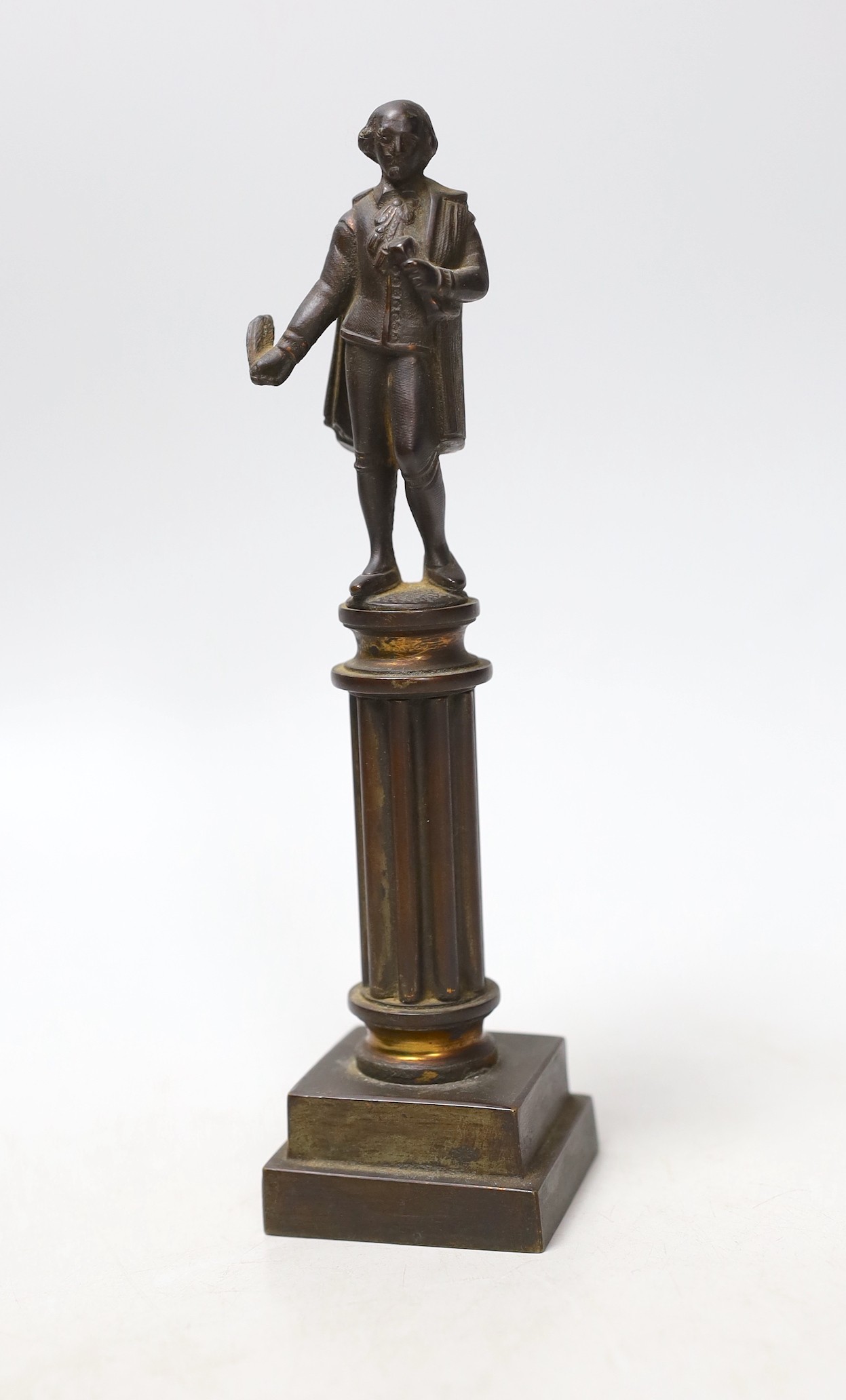 A bronze of Shakespeare on a column, 20cms high                                                                                                                                                                             