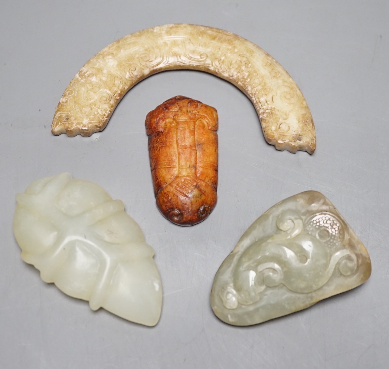 Four Chinese jade carvings, largest 11cm                                                                                                                                                                                    