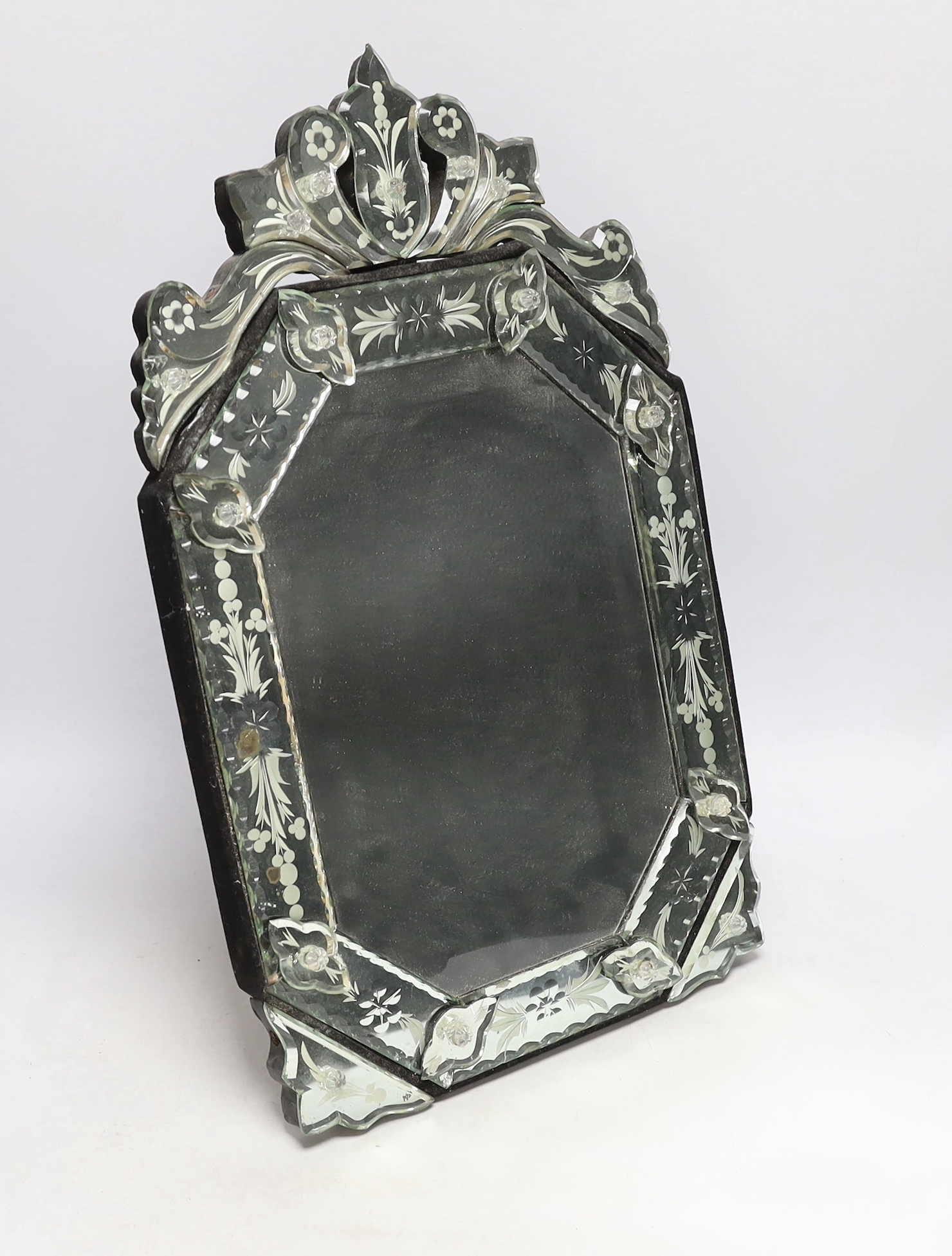 A small Venetian style mirror easel mirror, 50cm high                                                                                                                                                                       