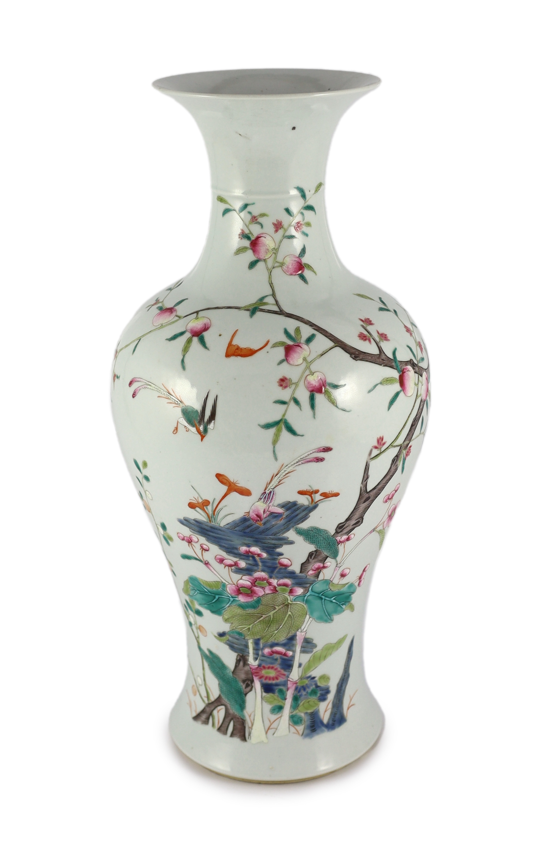 A tall Chinese famille rose vase, late 19th/early 20th century                                                                                                                                                              