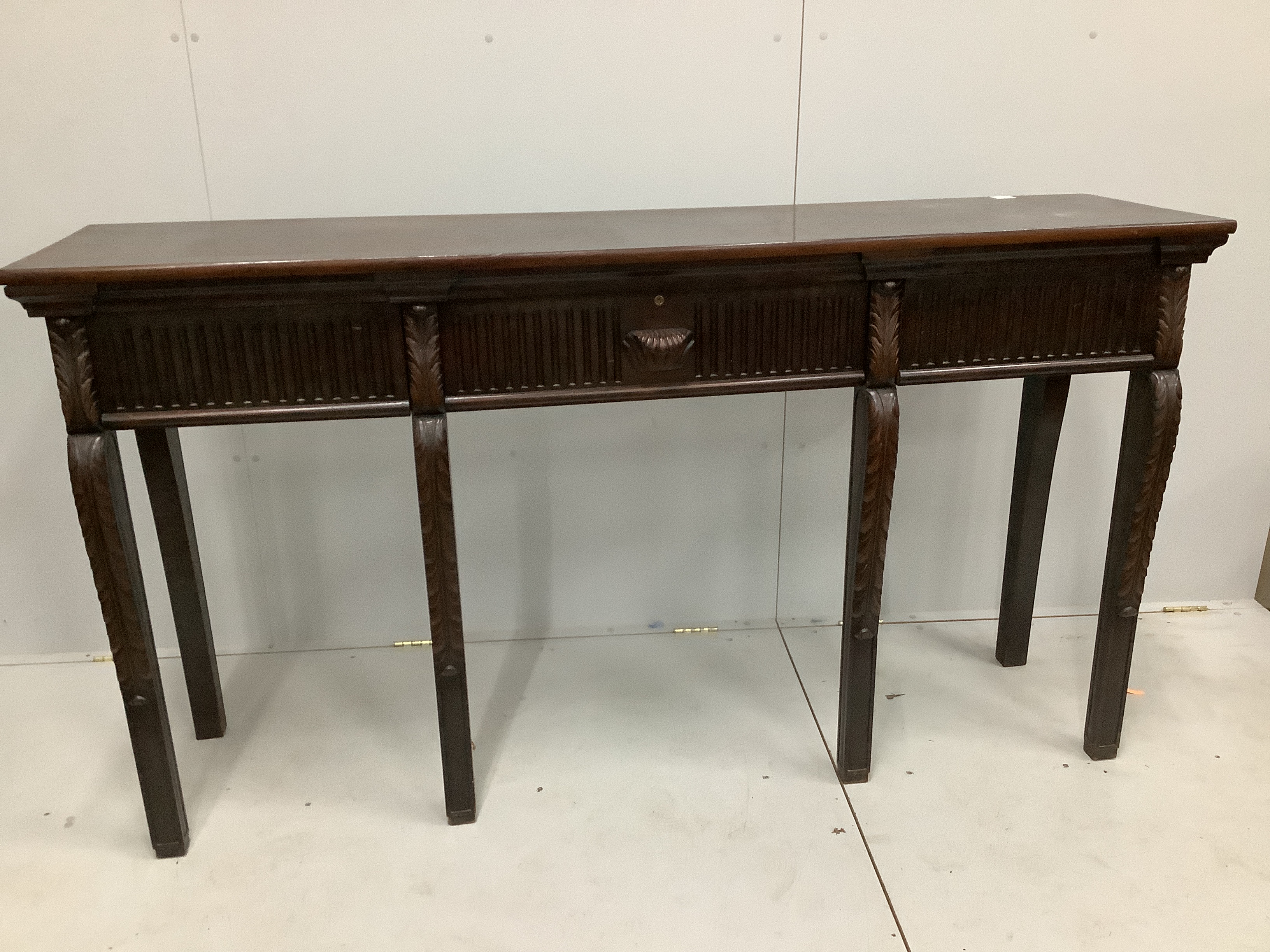 An Adams style Honduras mahogany serving table, width 189cm, depth 47cm, height 105cm                                                                                                                                       