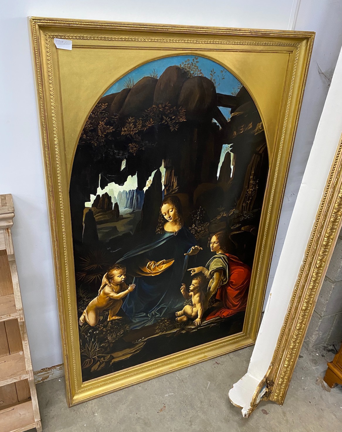 After Leonardo da Vinci, oil on canvas, The Virgin of the Rocks, canvas width 86cm, height 135cm                                                                                                                            