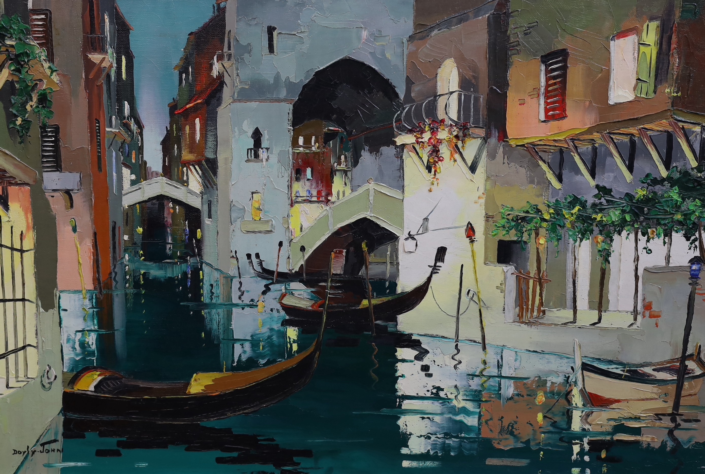 Cecil Rochfort D'Oyly-John (British, 1906-1993), 'Ponte Travaso near Place Masco Venice', oil on canvas, 44 x 65cm                                                                                                          