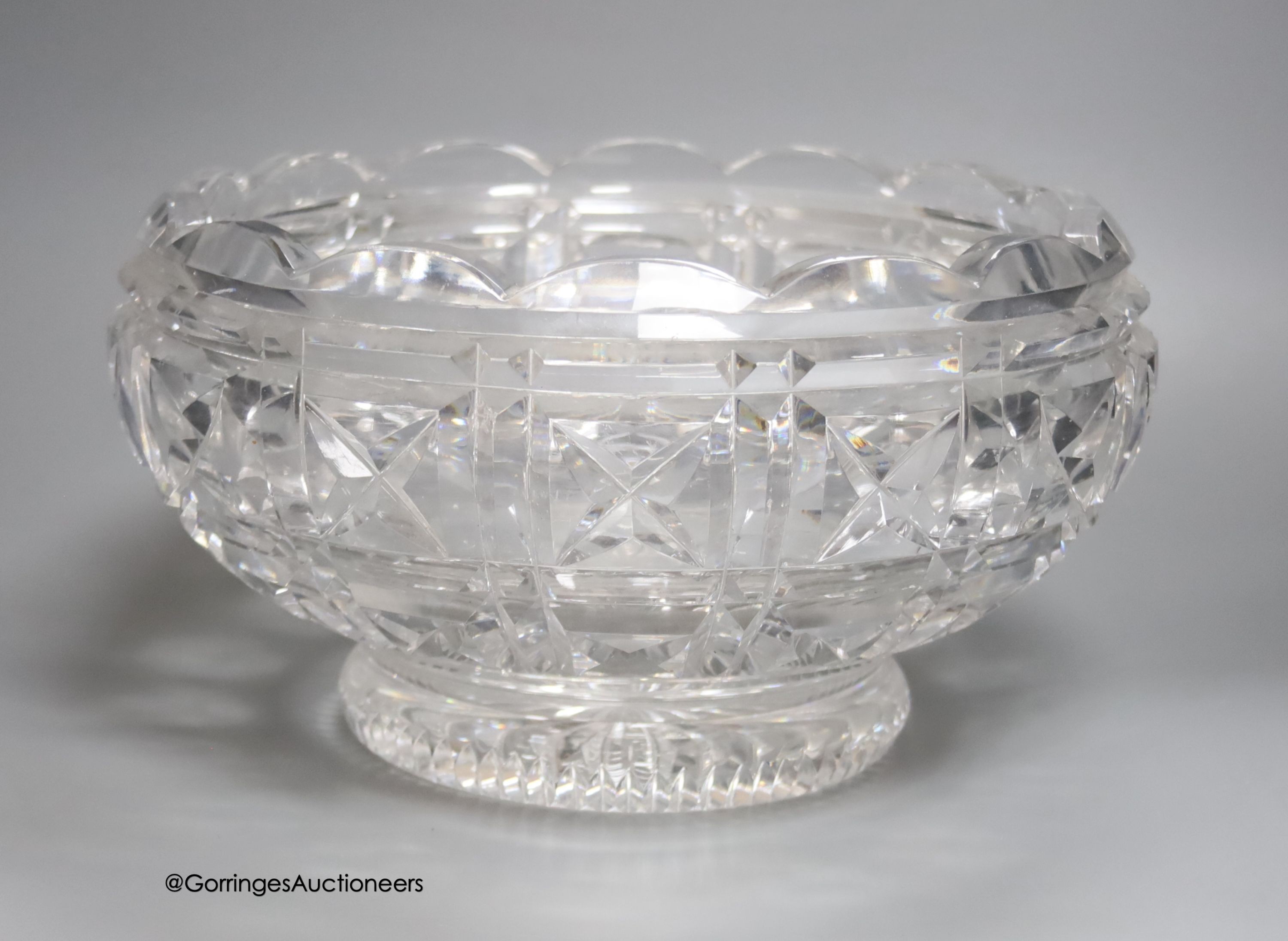 A 19th century heavy cut glass bowl, possibly Irish, diameter 31cm                                                                                                                                                          