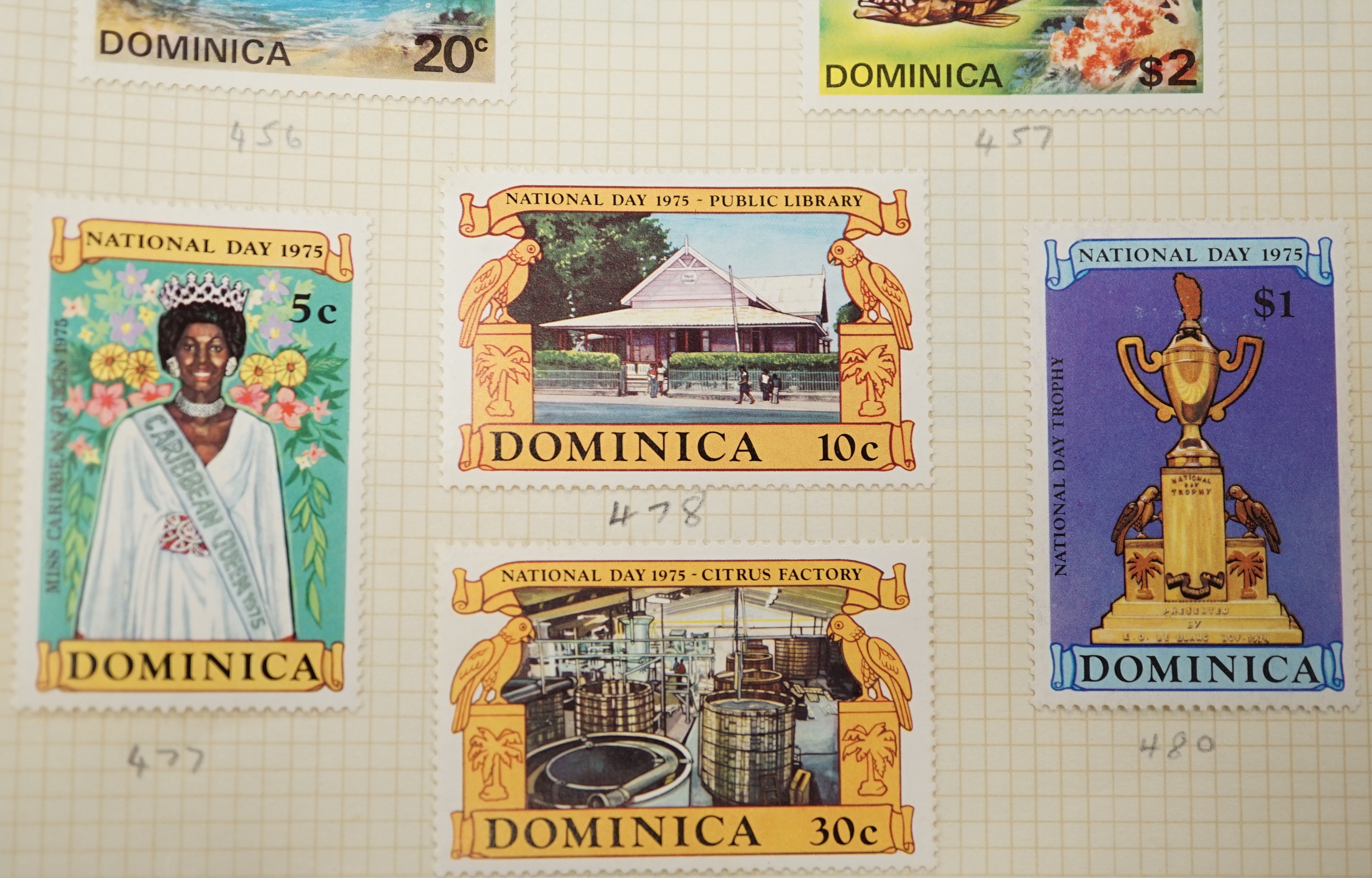 A box of British Commonwealth old auction folders: including Bermuda, Hong Kong1939-52-$10(both), mint set,Mauritius, South Africa and Tangier                                                                              