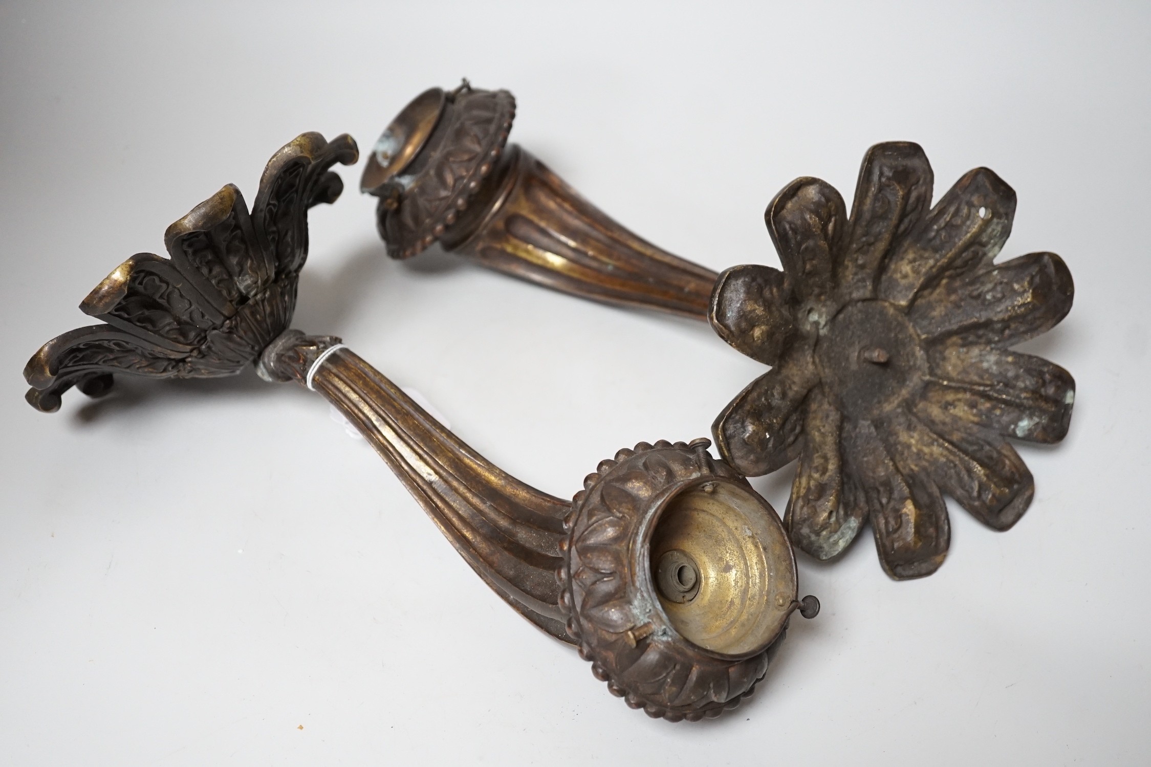 A pair of Regency wall sconces, 31cms wide                                                                                                                                                                                  