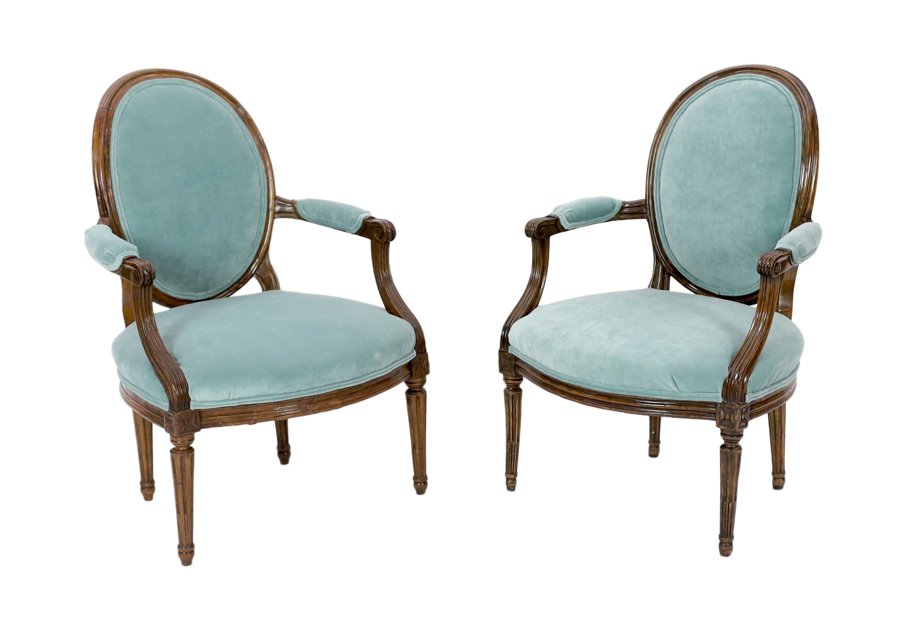 Churchill, Winston S. (1874-1965) - From Sir Winston’s London home at 28, Hyde Park Gate - Two similar Louis XVI provincial open armchairs                                                                                  