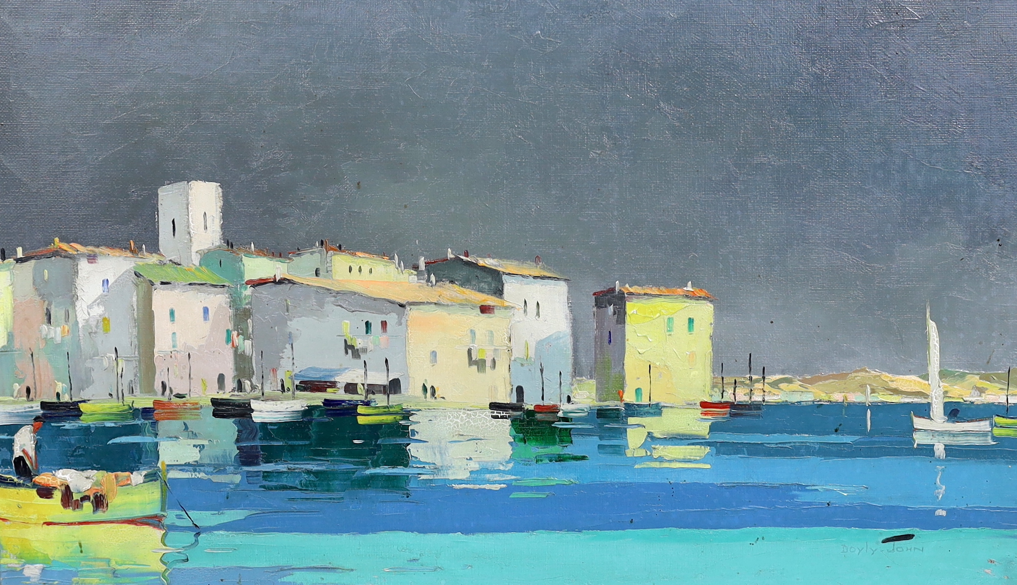 Cecil Rochfort D'Oyly John (British, 1906-1993), 'St Tropez, South of France near St Maxime', oil on canvas, 30 x 50cm                                                                                                      