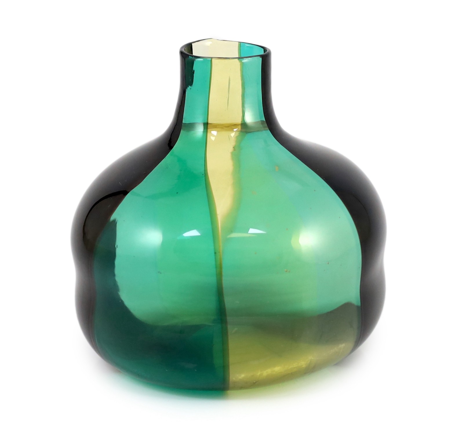A Venini Murano ‘Spicchi’ glass vase, designed by Fulvio Bianconi, c.1955, model 4890, 17.5cm high                                                                                                                          
