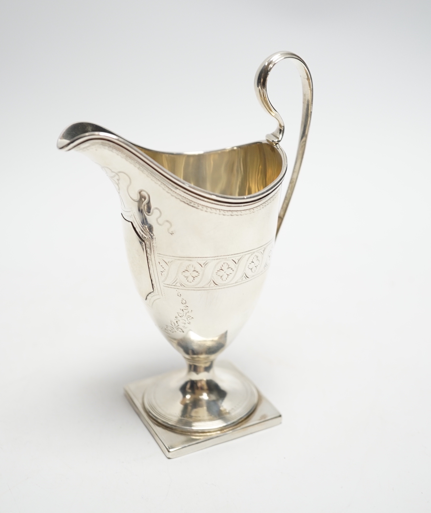 A George III silver helmet cream jug, Robert Hennell, London, 1791, 14.5cm, 3.6oz.                                                                                                                                          