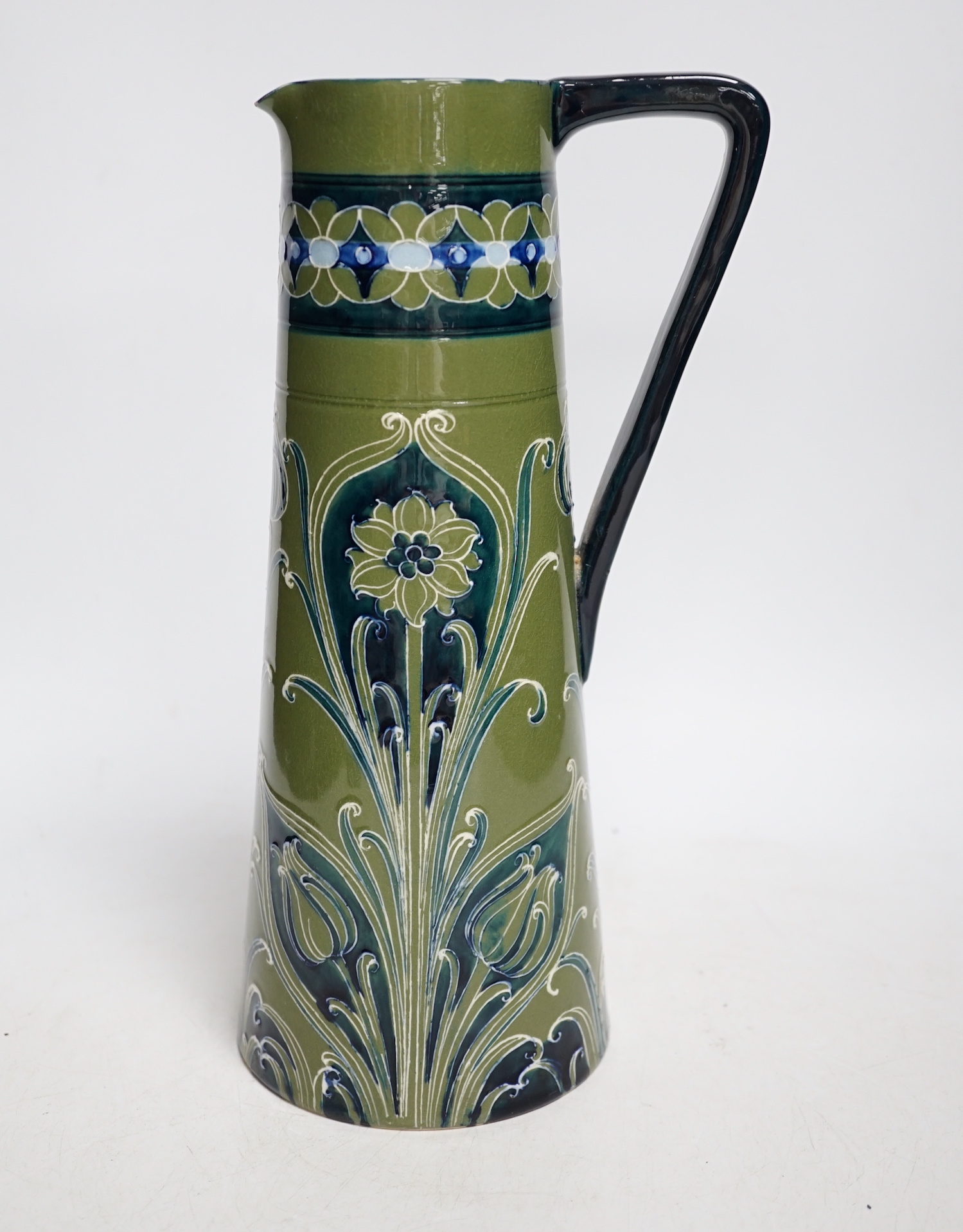 An early Moorcroft Macintyre Florian ware jug, 28cm high                                                                                                                                                                    