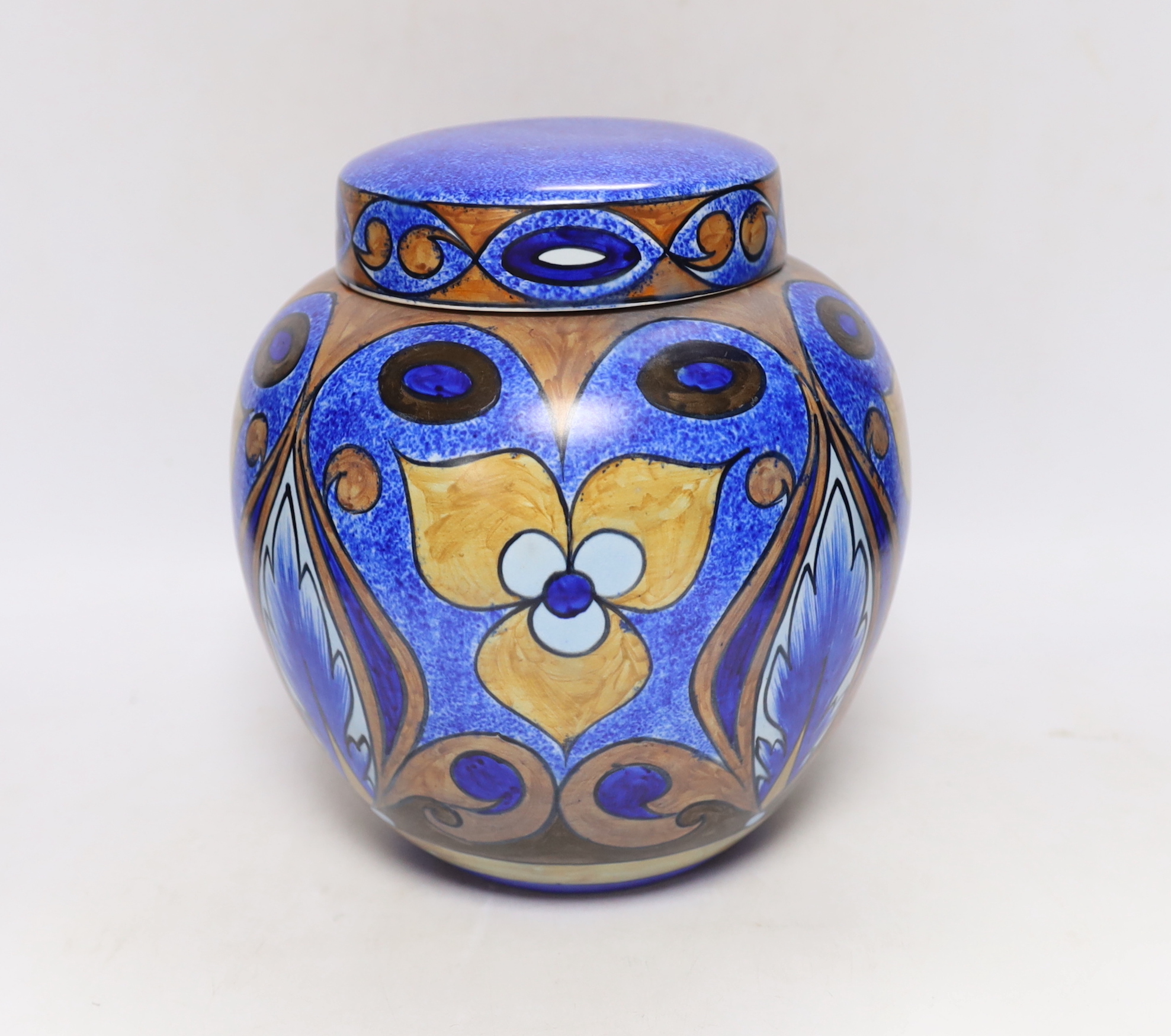 A Clews & Co. Ltd. Hand painted Chameleon ware jar and cover, 25cm high                                                                                                                                                     