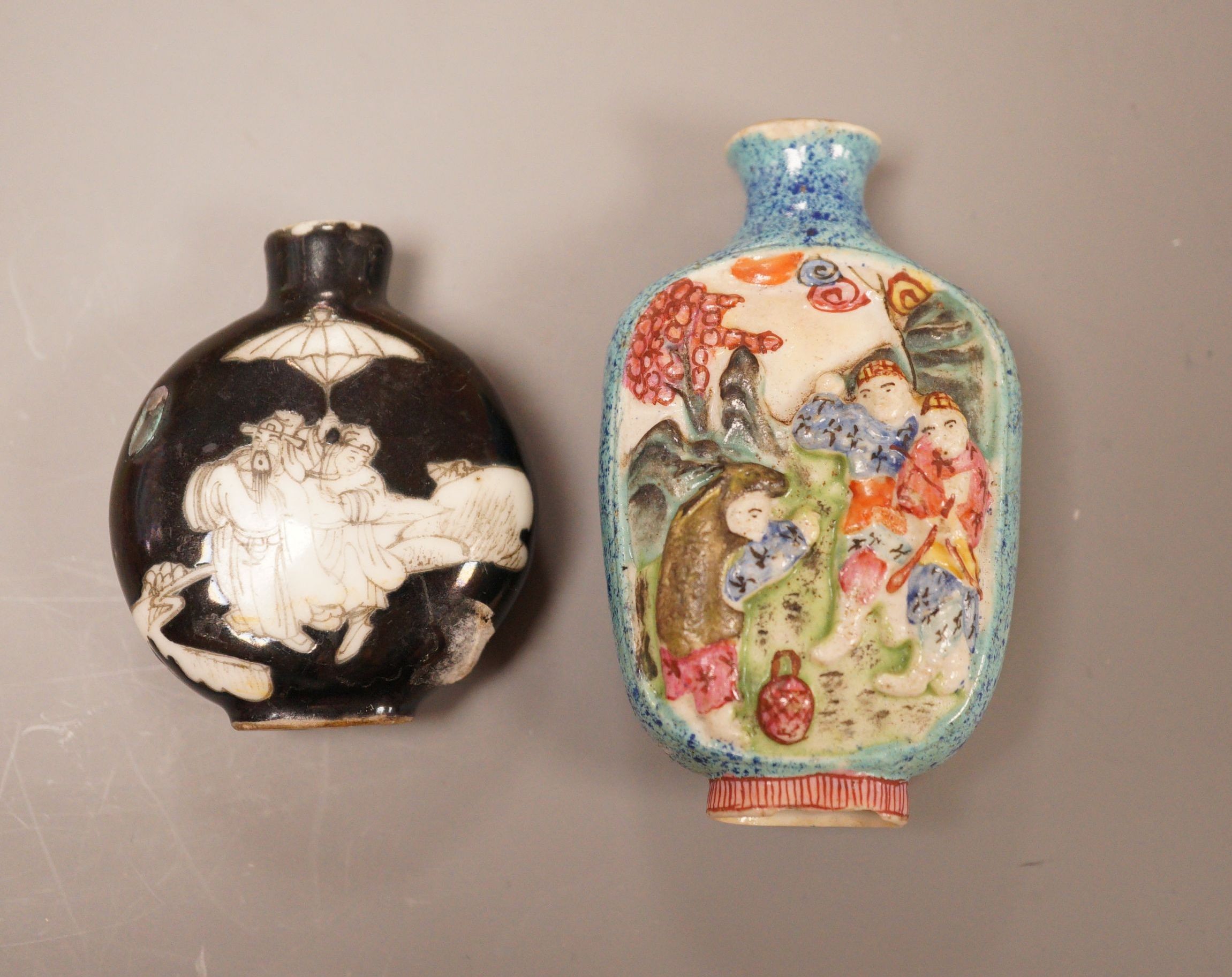 Two 19th century Chinese porcelain snuff bottles                                                                                                                                                                            