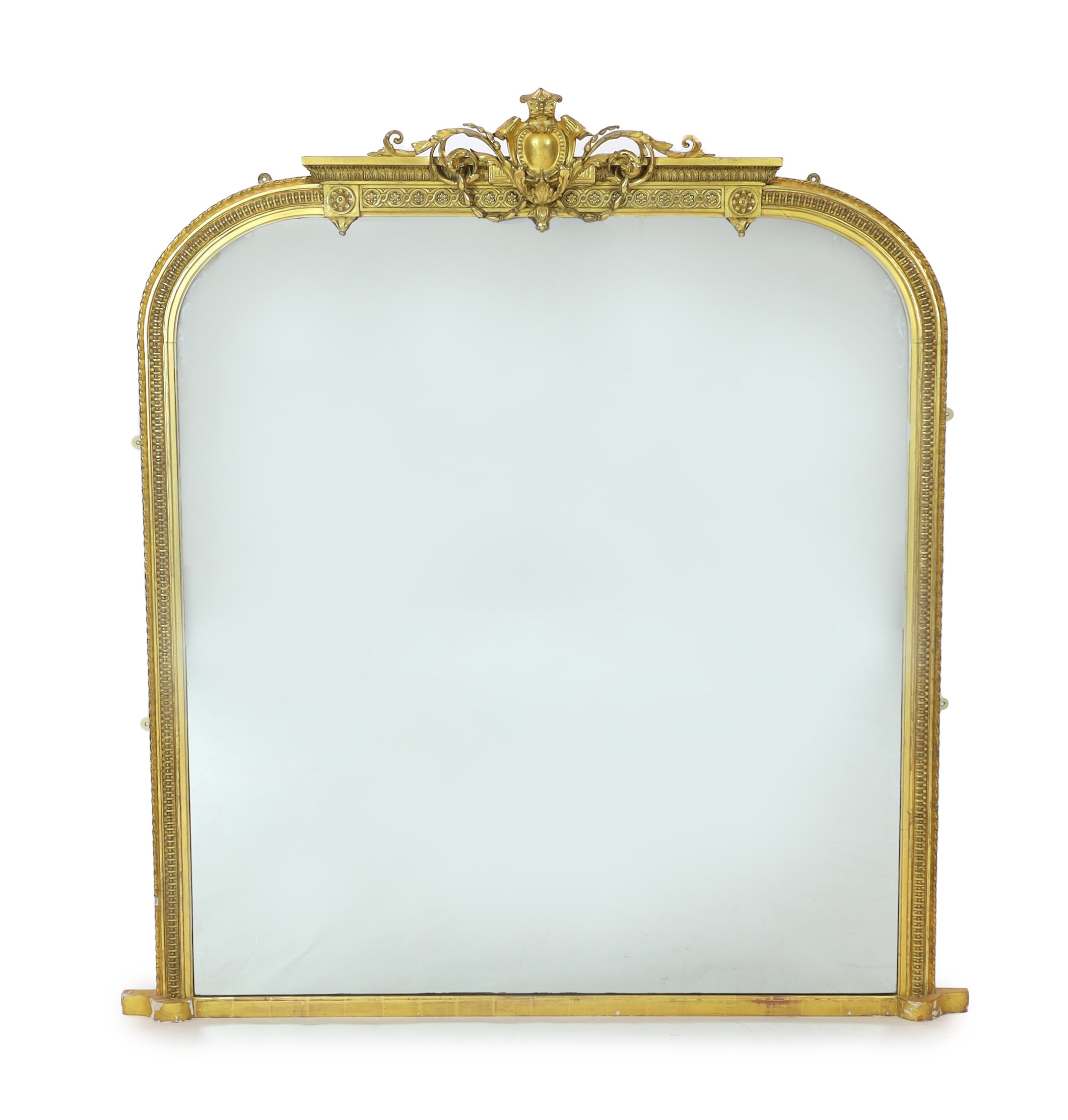 A Victorian giltwood and gesso overmantel mirror, width 170cm, height 177cm                                                                                                                                                 