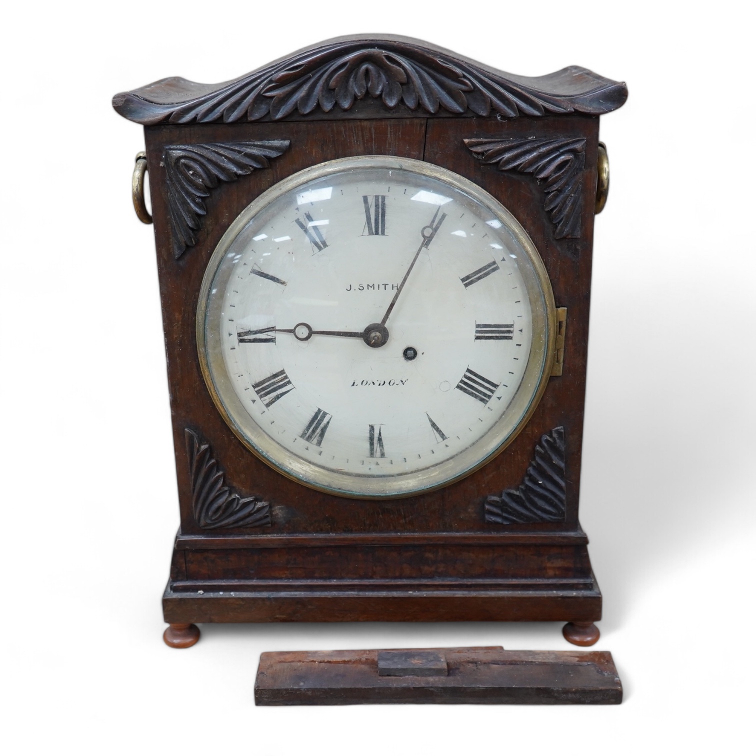 A George IV rosewood bracket timepiece, J. Smith London, 41cm. Condition - poor, not tested                                                                                                                                 