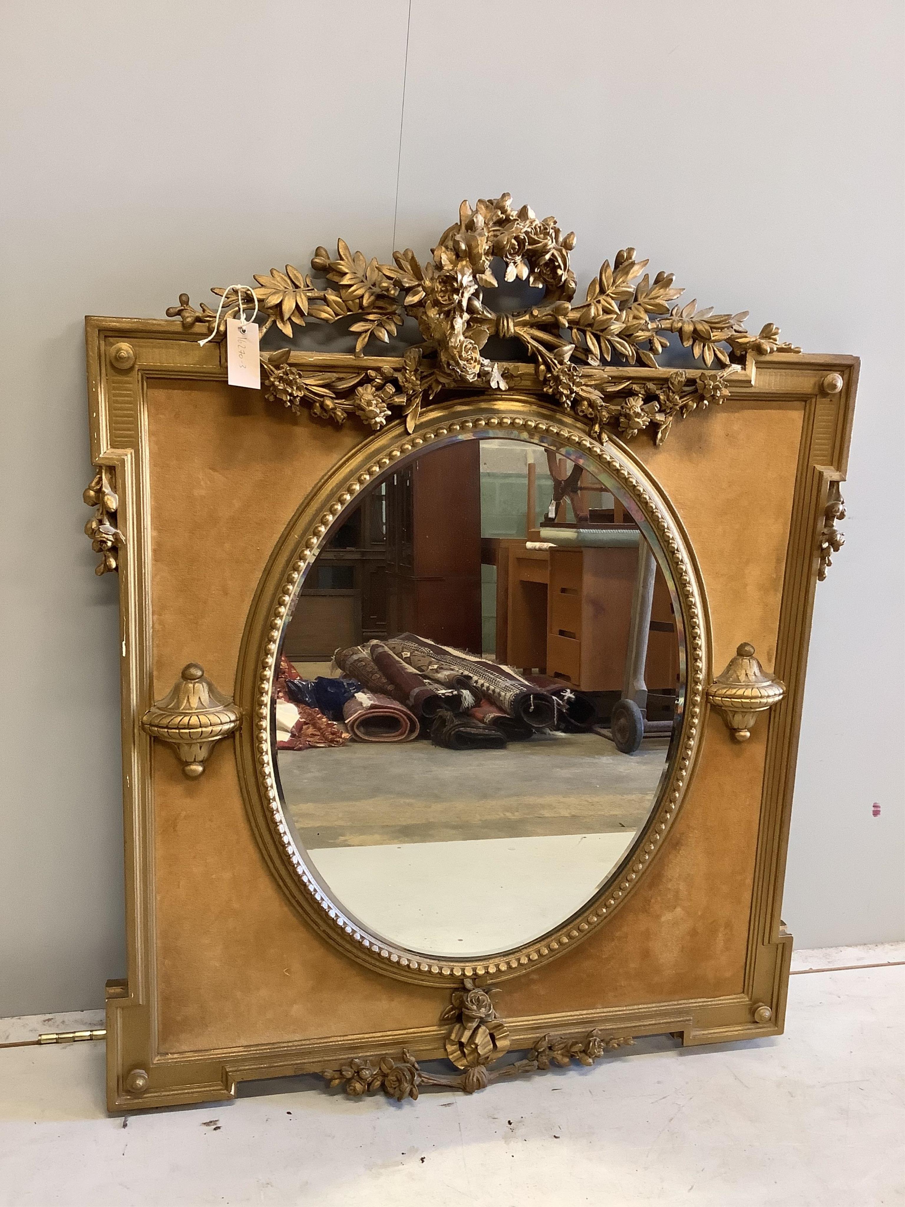 A Regency style gilt oval wall mirror, width 90cm, height 109cm. Condition - fair                                                                                                                                           