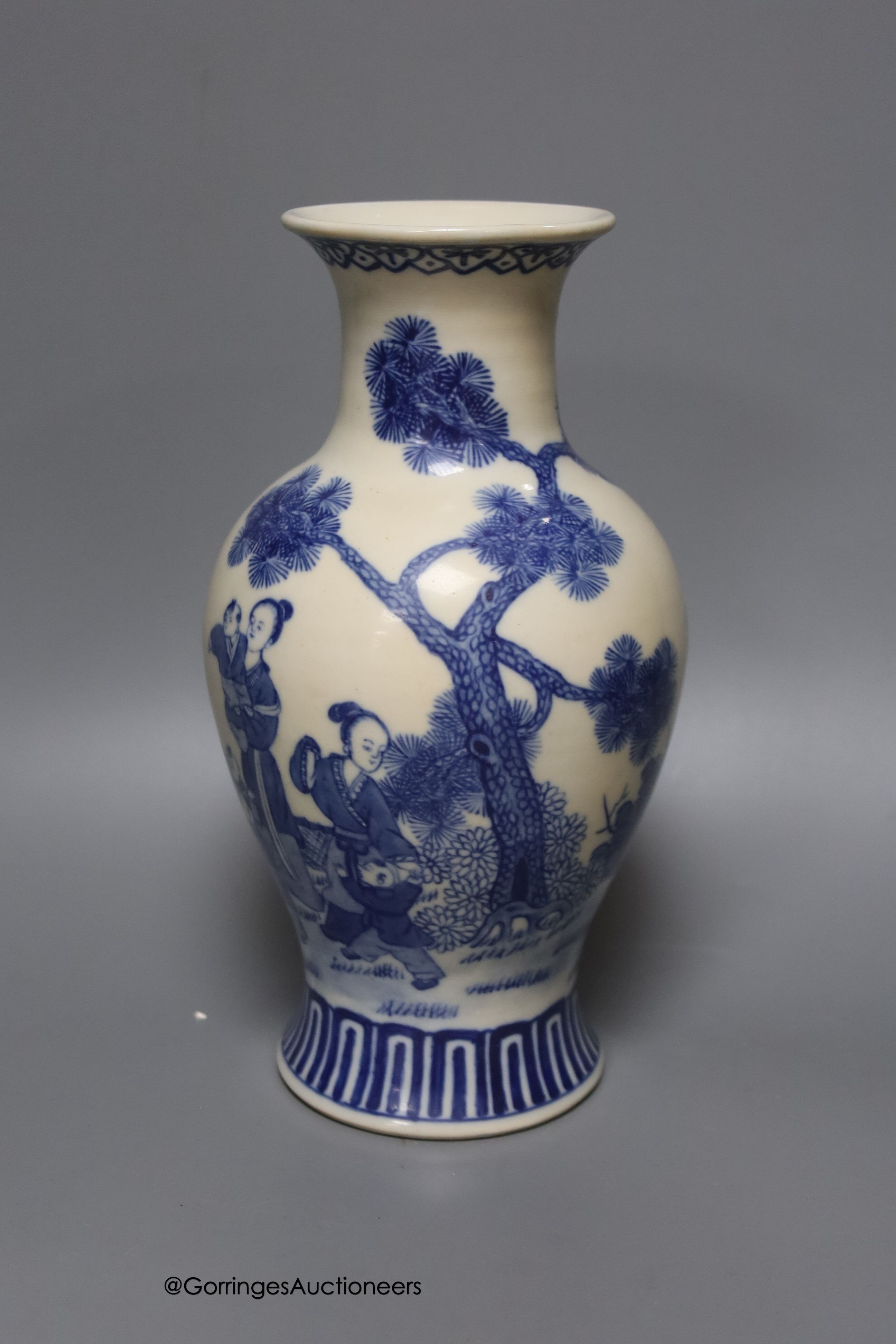 An early 20th century Chinese blue and white baluster vase, Guangxu mark, height 24cm                                                                                                                                       