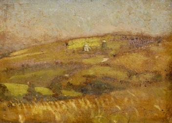 Henry John Lintott (Scottish 1877-1965) oil on board, 'Clayton Mills', details verso, 35 x 25cm                                                                                                                             