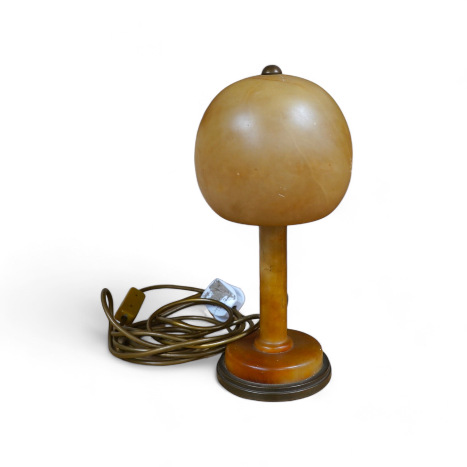 An Art Deco marble effect glass table lamp, 31cm. Condition - fair to good, not tested                                                                                                                                      