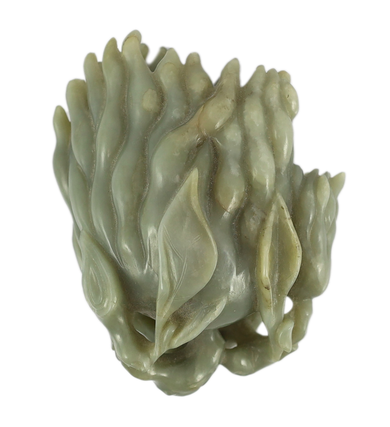 A Chinese celadon jade carving of a finger citron, 20th century                                                                                                                                                             