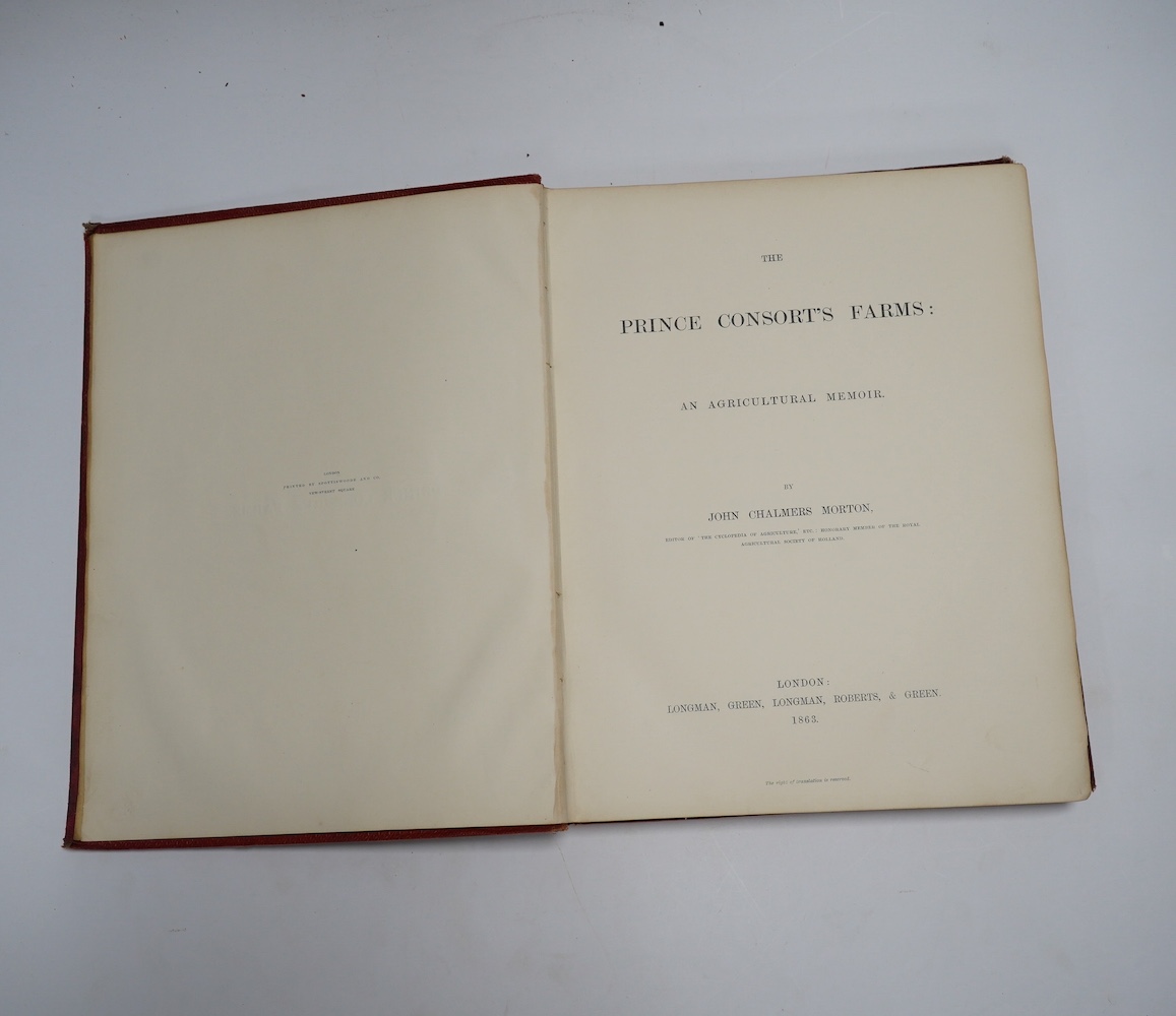 Morton, John Chalmers - The Prince Consort's Farms: an agricultural memoir. num. text engravings (some full page, incl. maps and plans); original gilt ruled and pictorial cloth, gilt top, 4to. 1863; Doyle, Martin - A Cyc