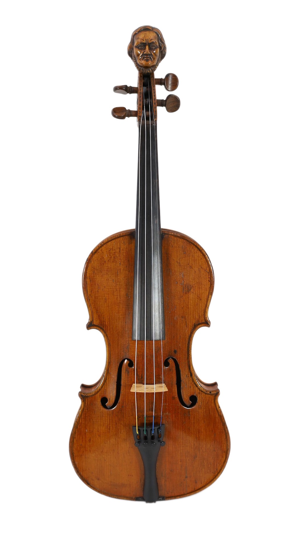 An early 20th century German violin, overall 62cm                                                                                                                                                                           