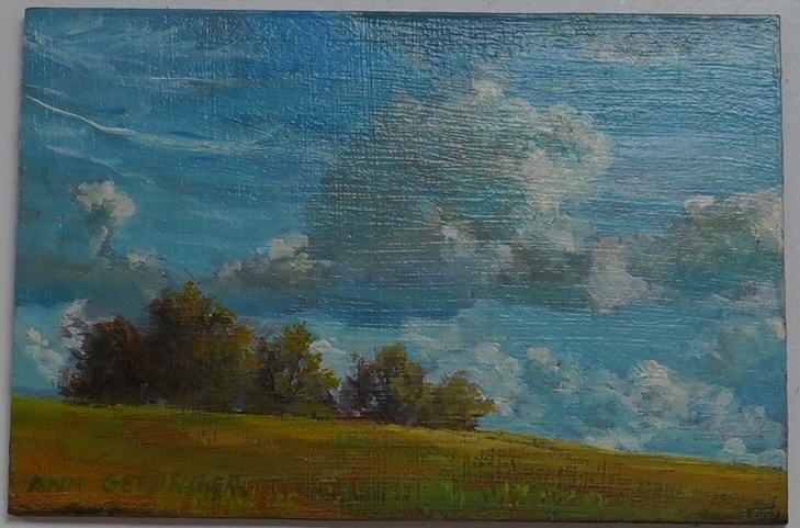 Ann Getsinger (Contemporary), oil on board, ‘Falcon Ridge’, signed, 10 x 15cm. Condition - good                                                                                                                             