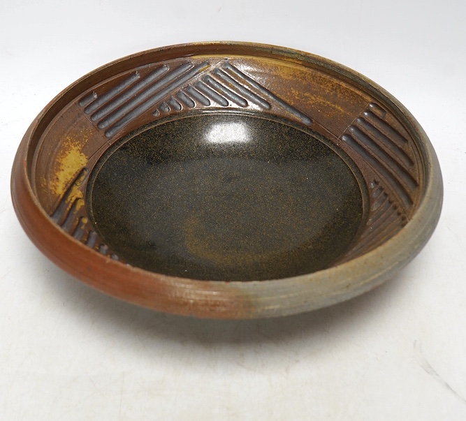 Thiebaut Chagué (b.1958), a studio pottery stoneware bowl, stamped to the foot rim, 27cm in diameter. Condition - good                                                                                                      