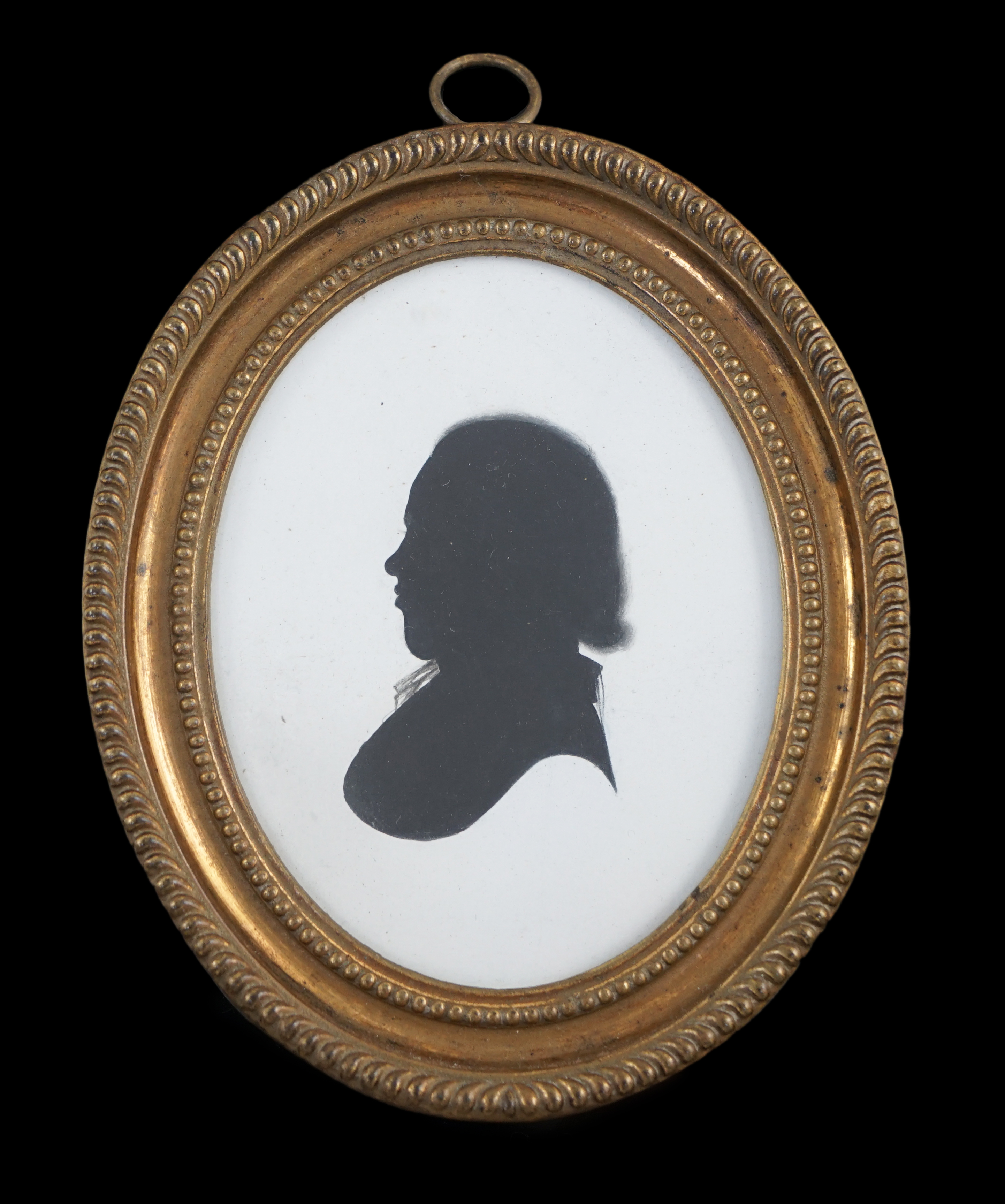 John Miers (1756-1821), Silhouette of a young man, painted plaster, 8.8 x 7cm.                                                                                                                                              