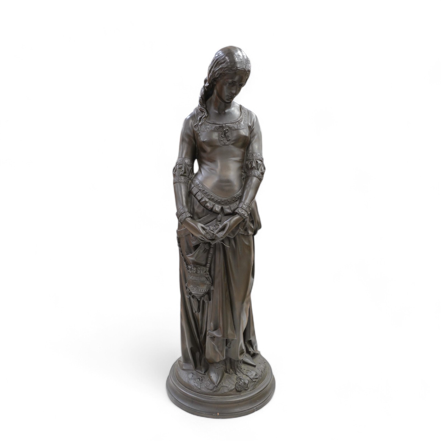 A bronze finished figure of a maiden, 56cm. Condition - good                                                                                                                                                                