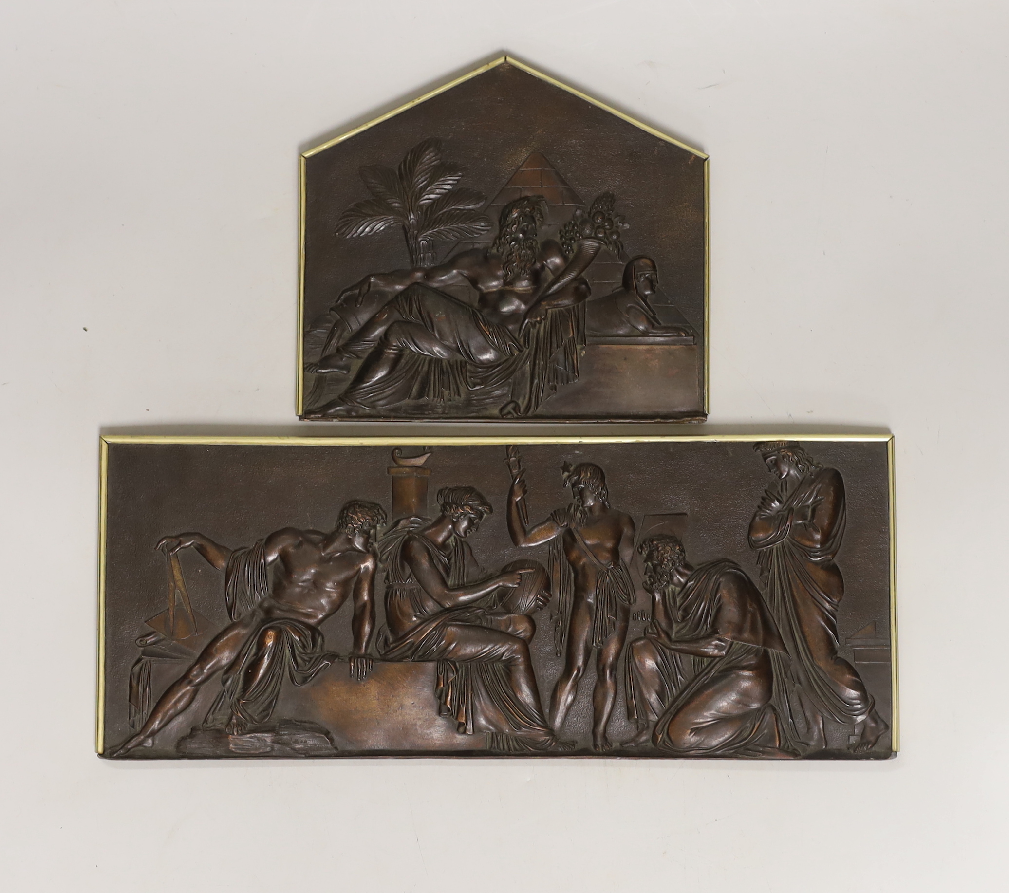 Two classical revival copper electrotype reliefs, largest 28.5cm wide                                                                                                                                                       