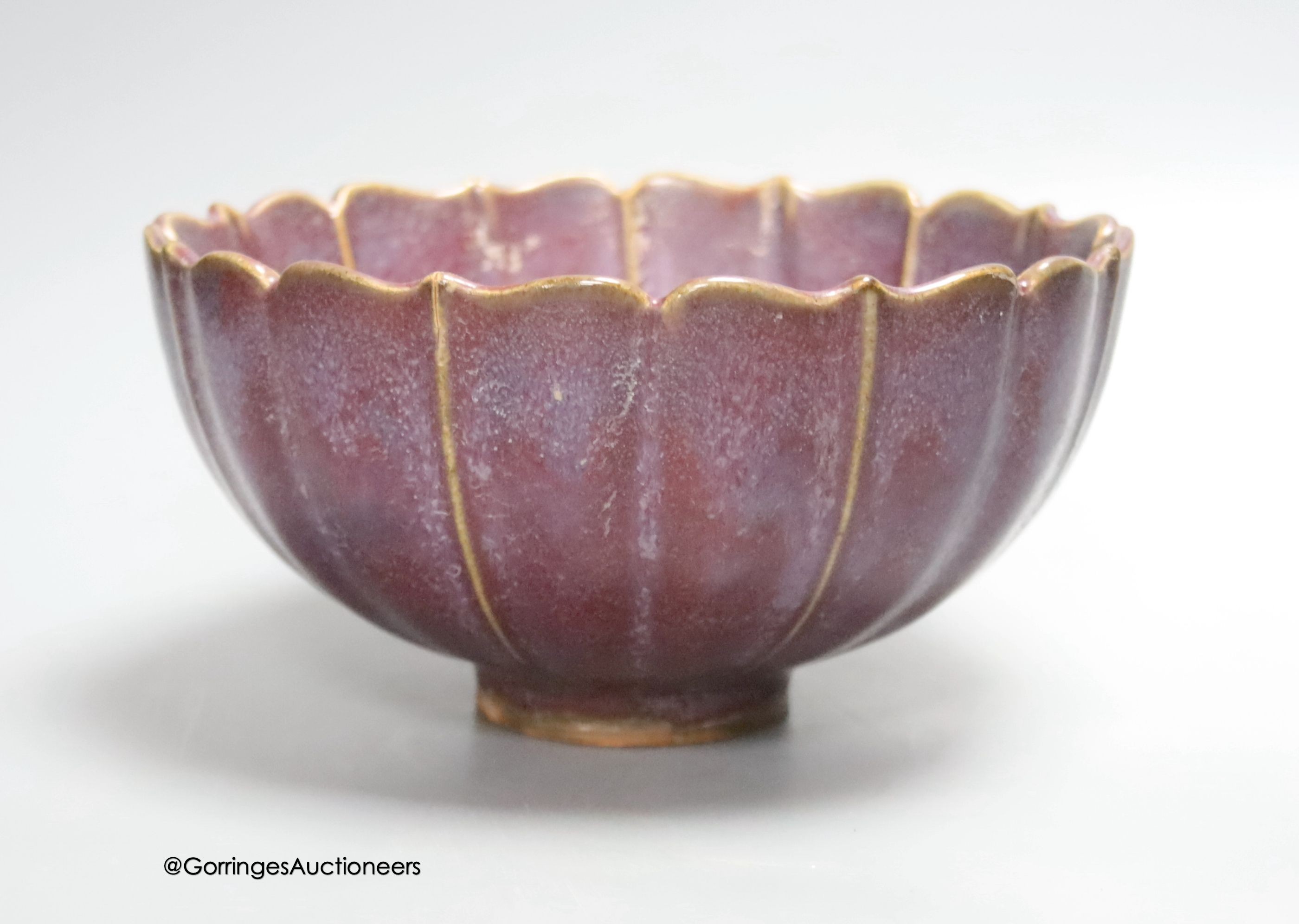 A Chinese Junyao type petal lobed bowl, diameter 19cm                                                                                                                                                                       