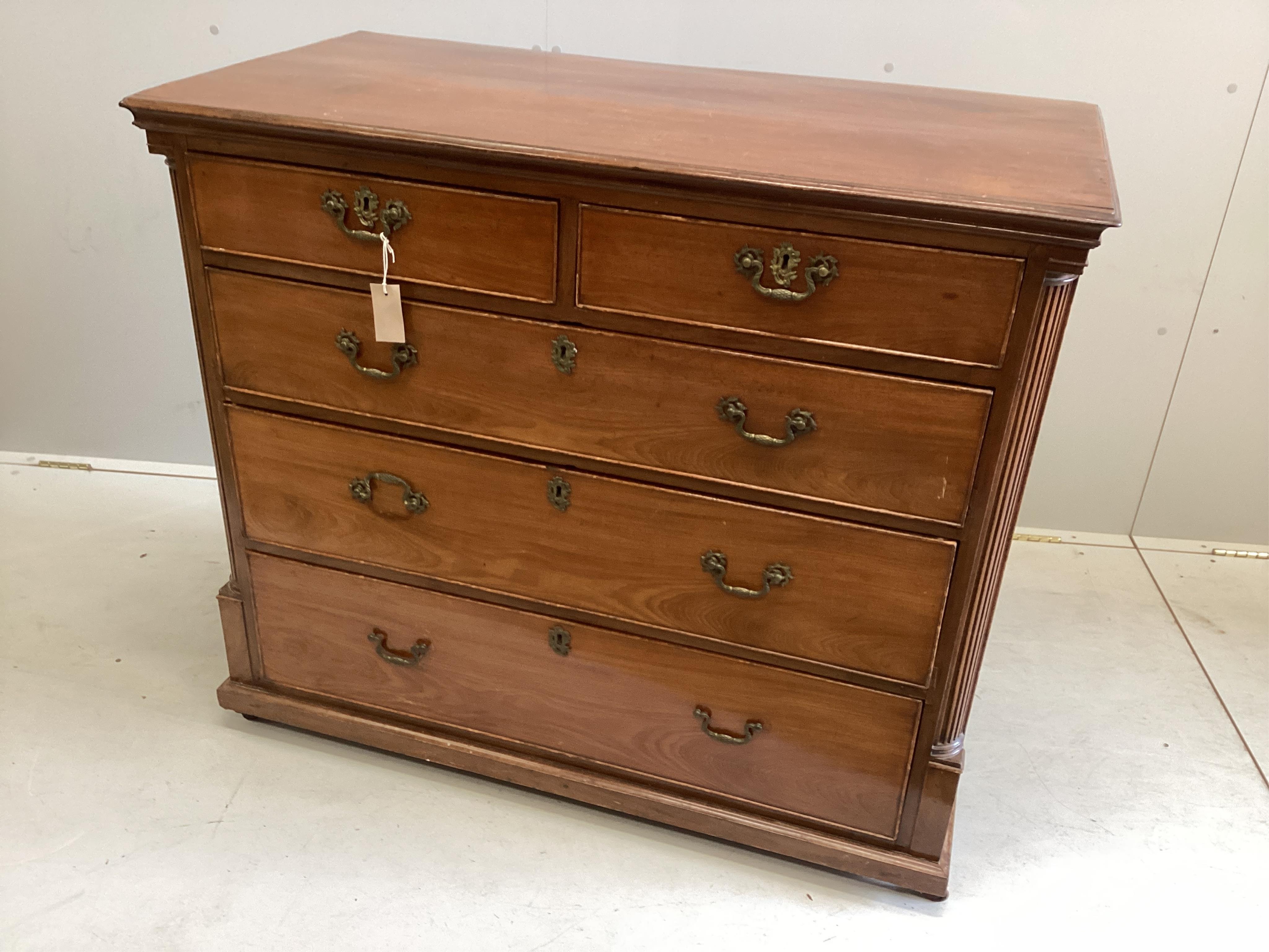 A George III mahogany chest (adapted), width 109cm, depth 54cm, height 94cm. Condition - poor-fair                                                                                                                          